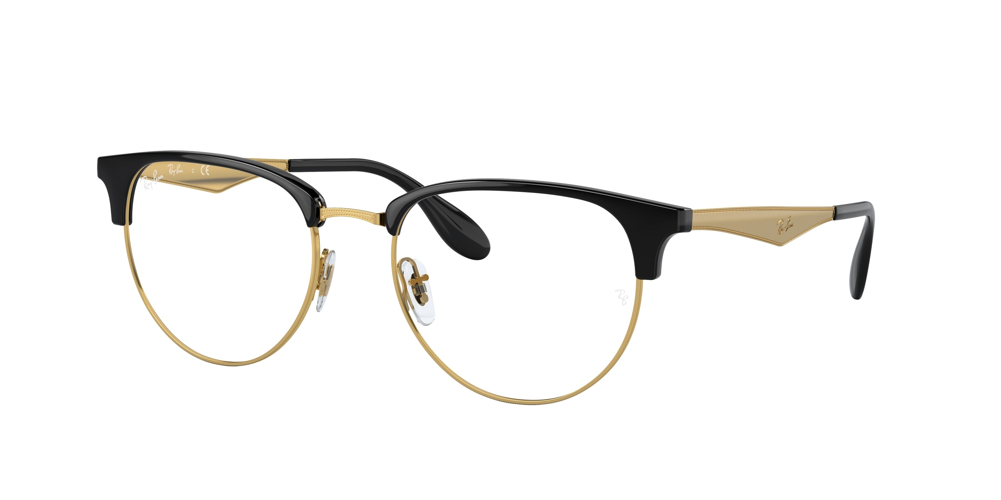 Ray-Ban Optical RX6396 Phantos Eyeglasses  5784-Black On Gold 53-145-19 - Color Map Black