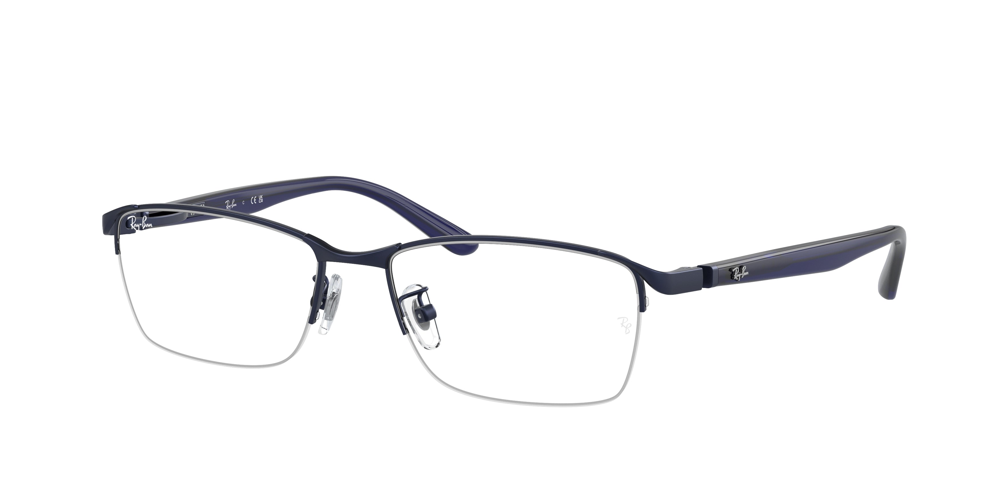 Ray-Ban Optical RX6501D Rectangle Eyeglasses  3076-Blue 55-140-17 - Color Map Blue