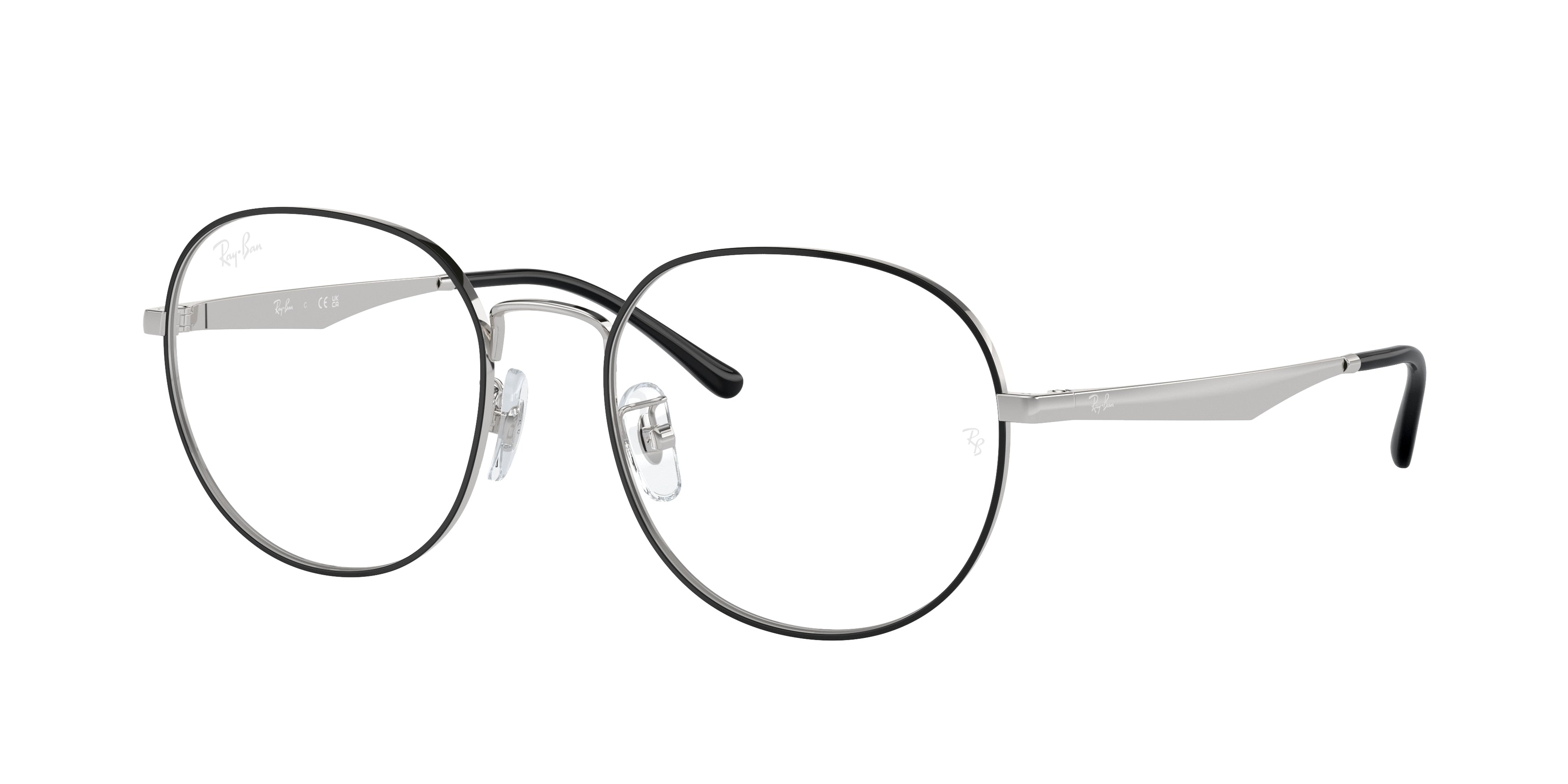 Ray-Ban Optical RX6517D Phantos Eyeglasses  2983-Black On Silver 55-145-19 - Color Map Black