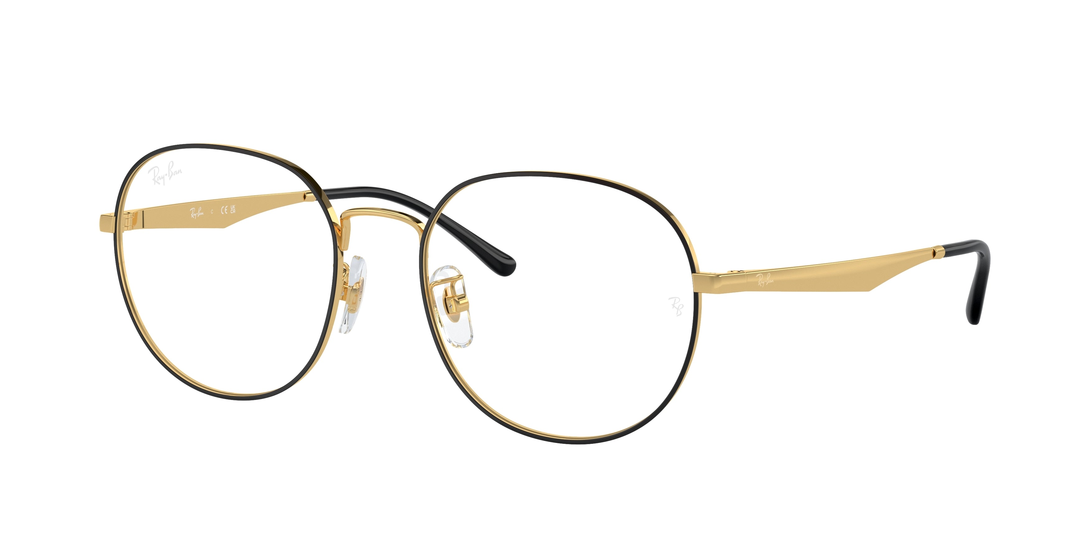 Ray-Ban Optical RX6517D Phantos Eyeglasses  2991-Black On Gold 55-145-19 - Color Map Black