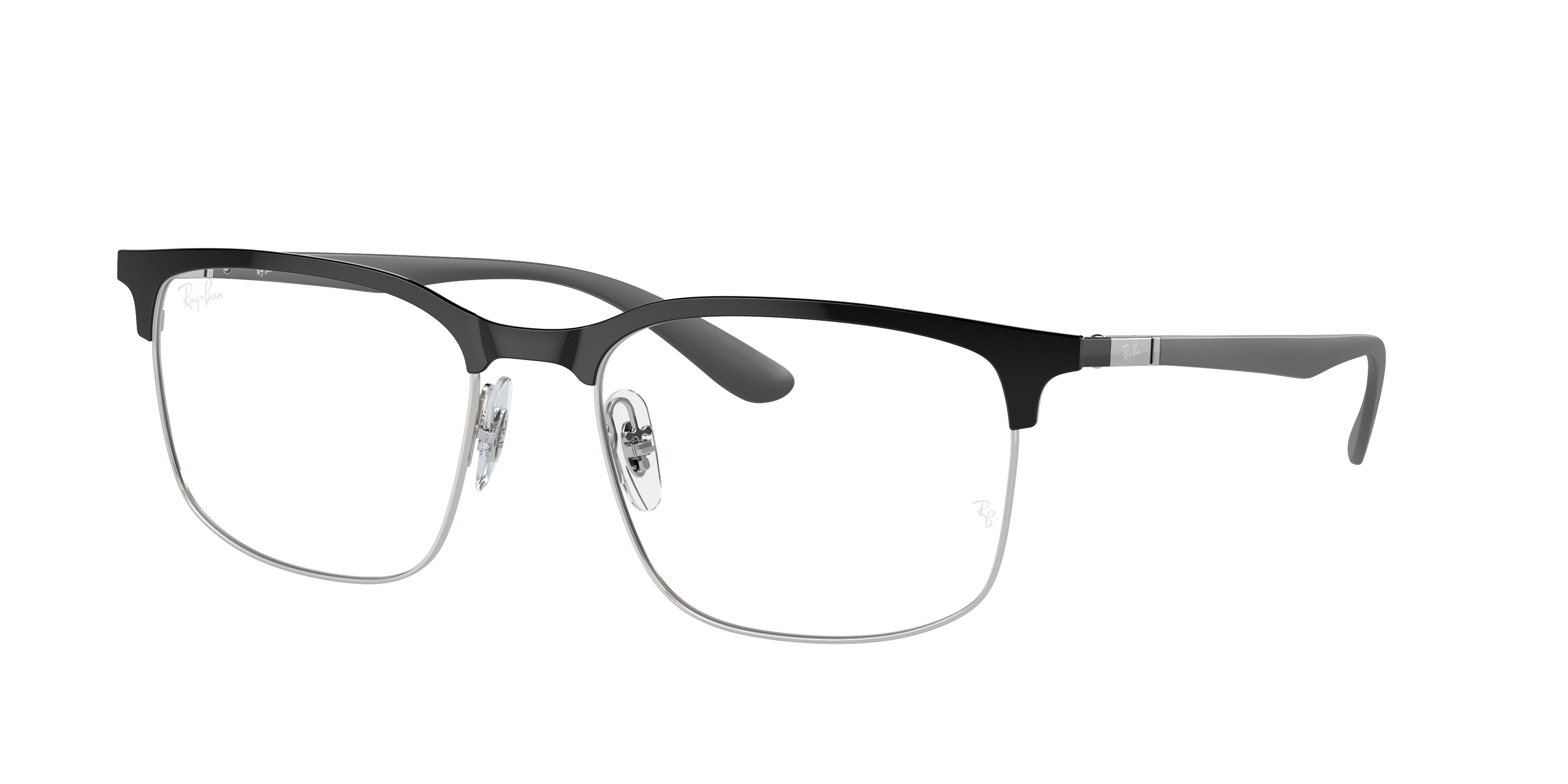 Ray-Ban Optical RX6518 Square Eyeglasses  3163-Black On Silver 57-150-19 - Color Map Black