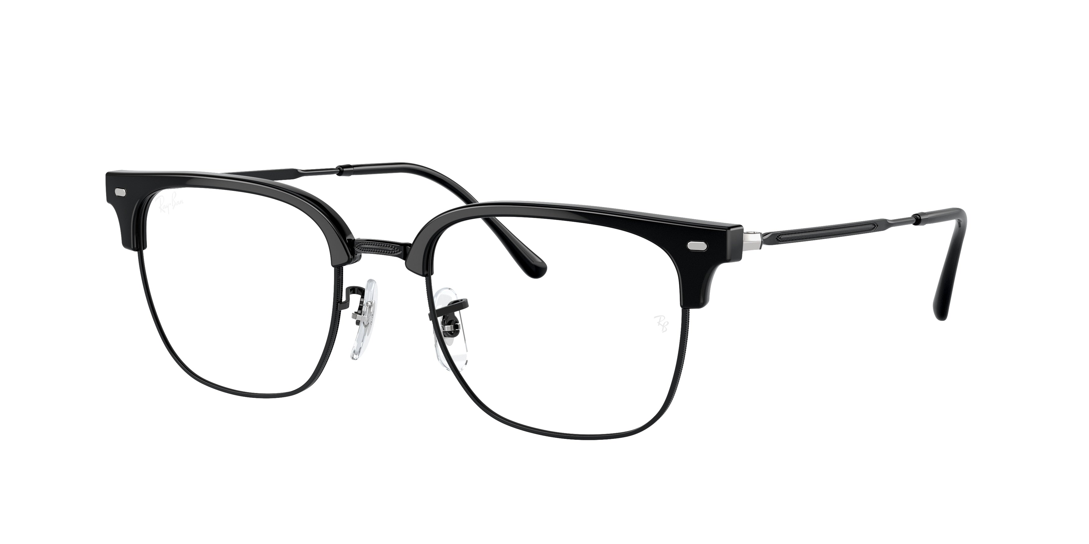 Ray-Ban Optical NEW CLUBMASTER RX7216F Square Eyeglasses  8373-Black On Black 53-145-20 - Color Map Black