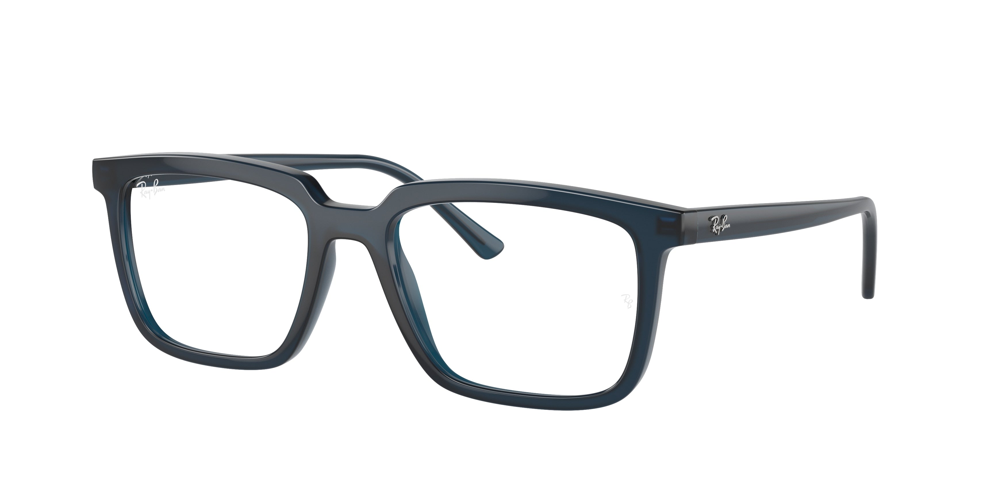 Ray-Ban Optical ALAIN RX7239F Rectangle Eyeglasses  8256-Opal Dark Blue 54-145-18 - Color Map Blue