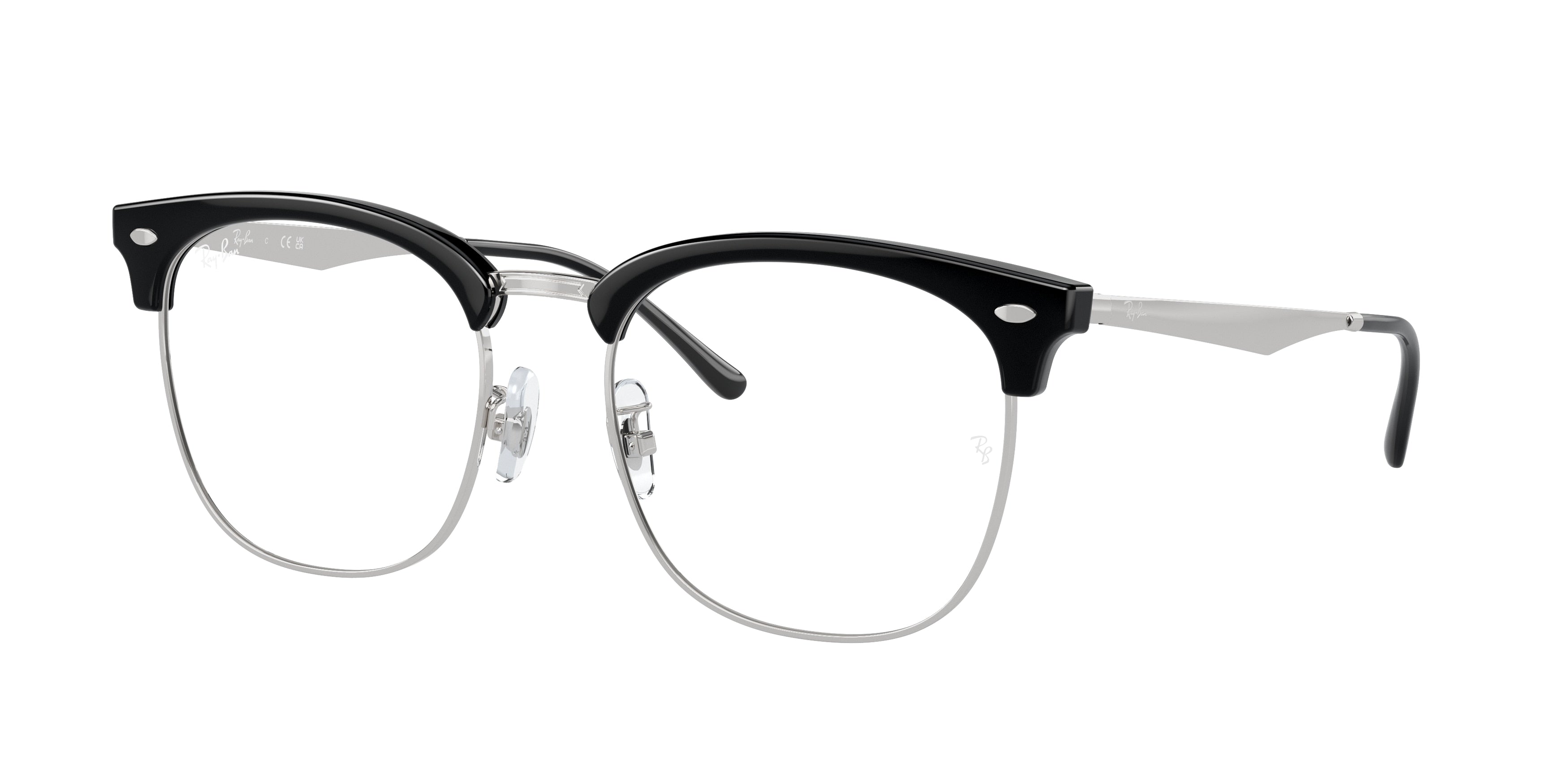 Ray-Ban Optical RX7318D Square Eyeglasses  2000-Black On Silver 54-145-19 - Color Map Black