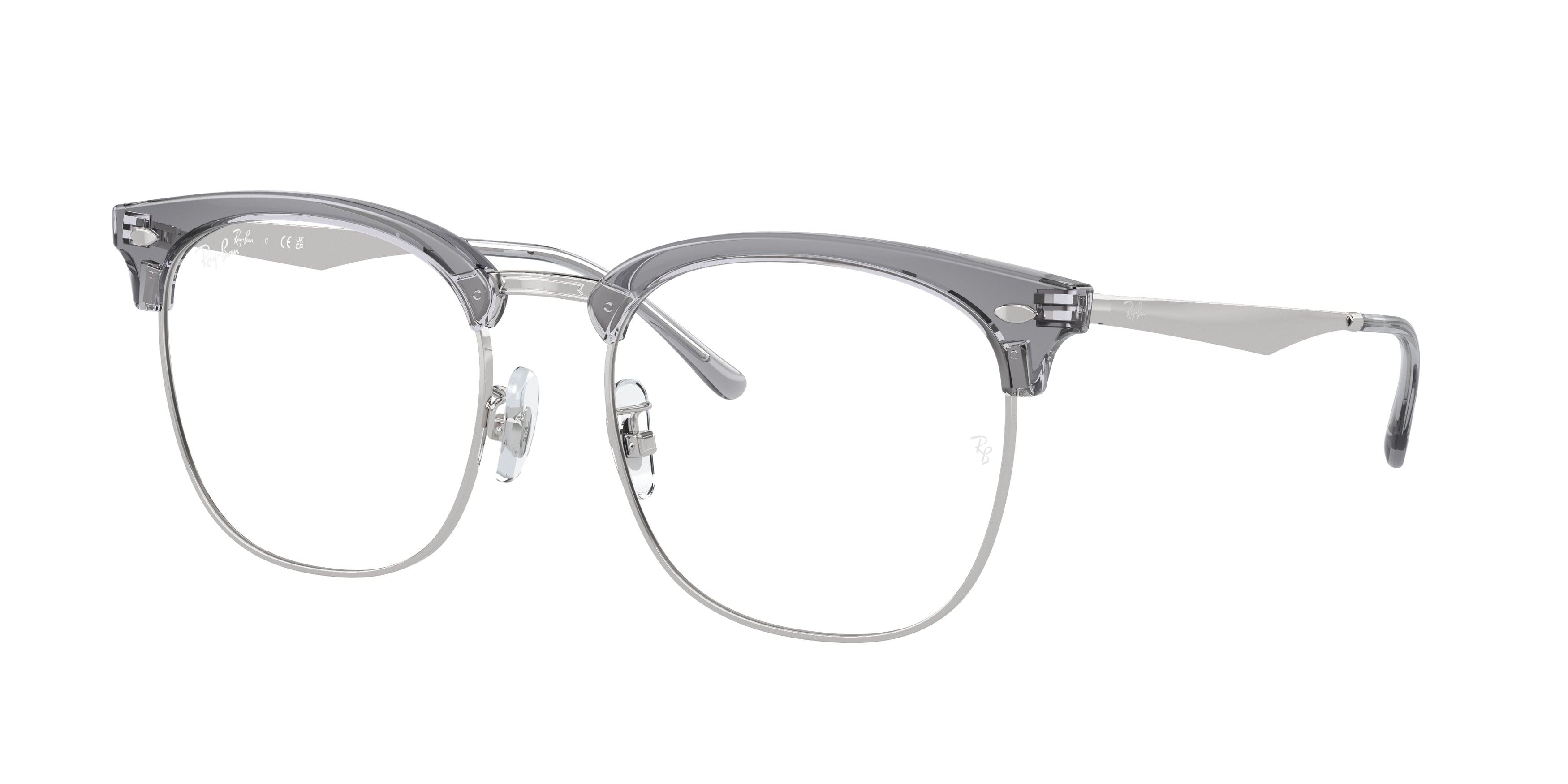 Ray-Ban Optical RX7318D Square Eyeglasses  8326-Transparent Grey On Silver 54-145-19 - Color Map Grey