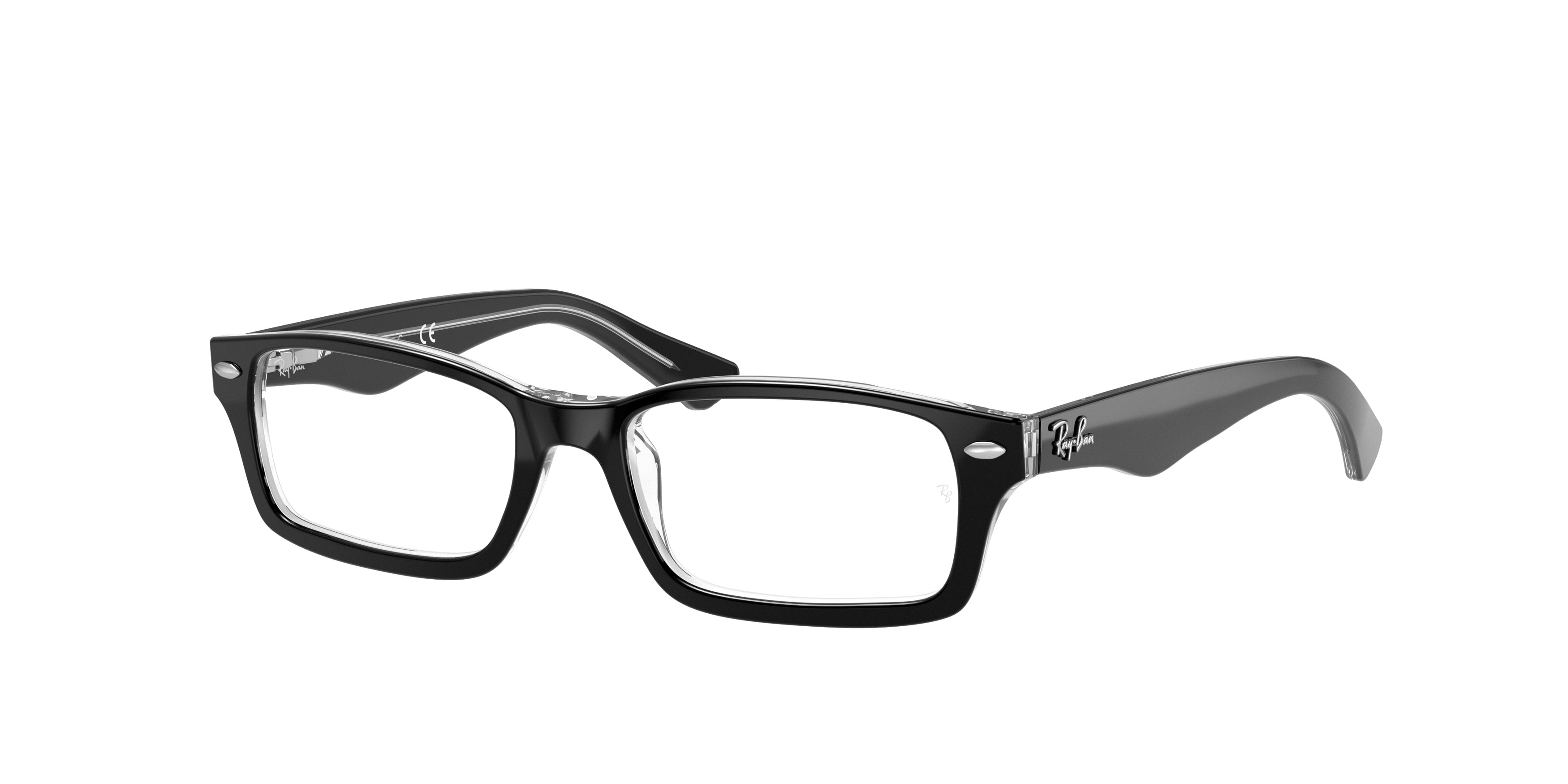 Ray-Ban Junior Vista RY1530 Rectangle Eyeglasses  3529-Black On Transparent 48-130-16 - Color Map Black