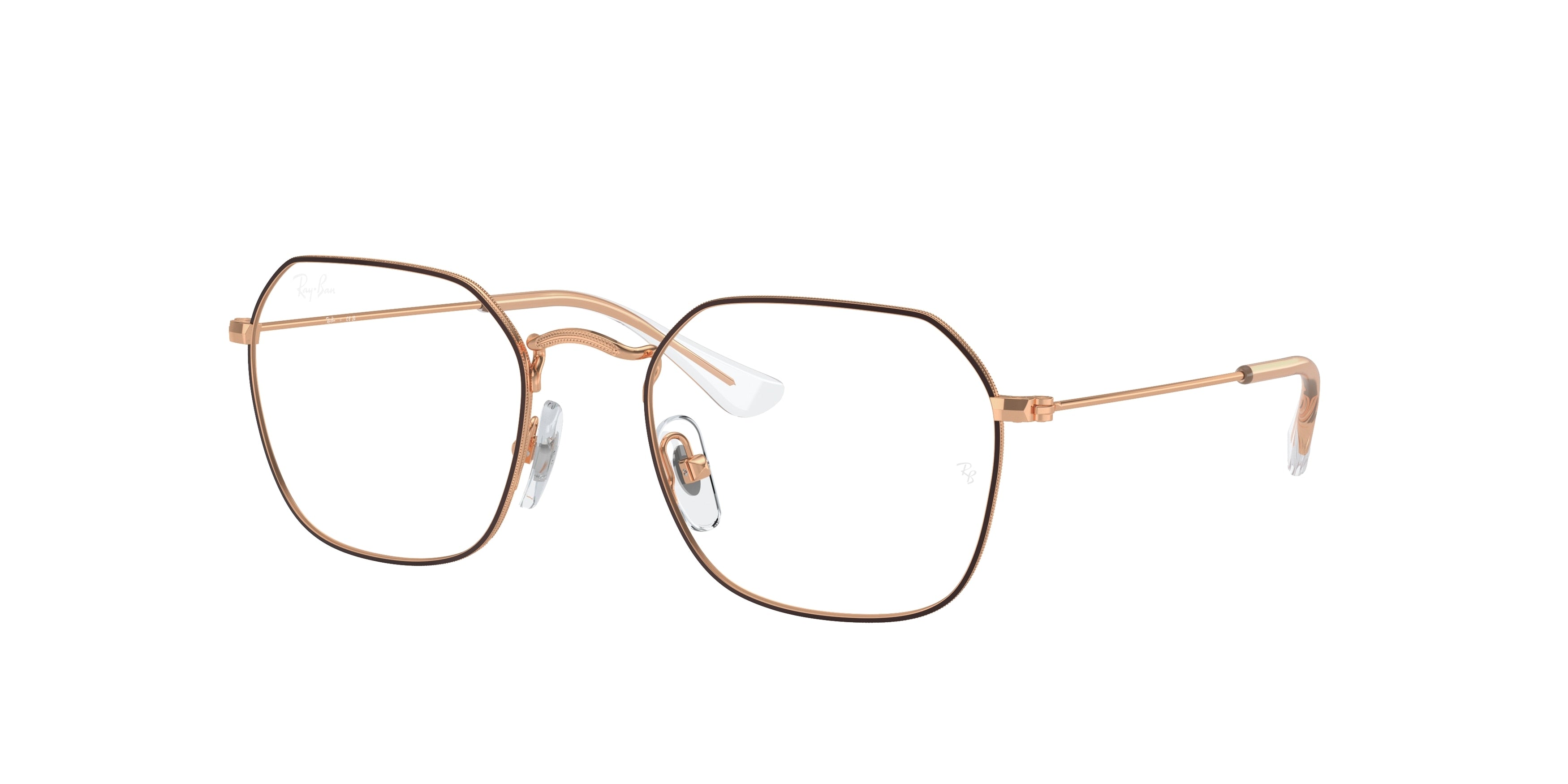 Ray-Ban Junior Vista RY9594V Irregular Eyeglasses  4087-Brown On Rose Gold 47-130-19 - Color Map Brown