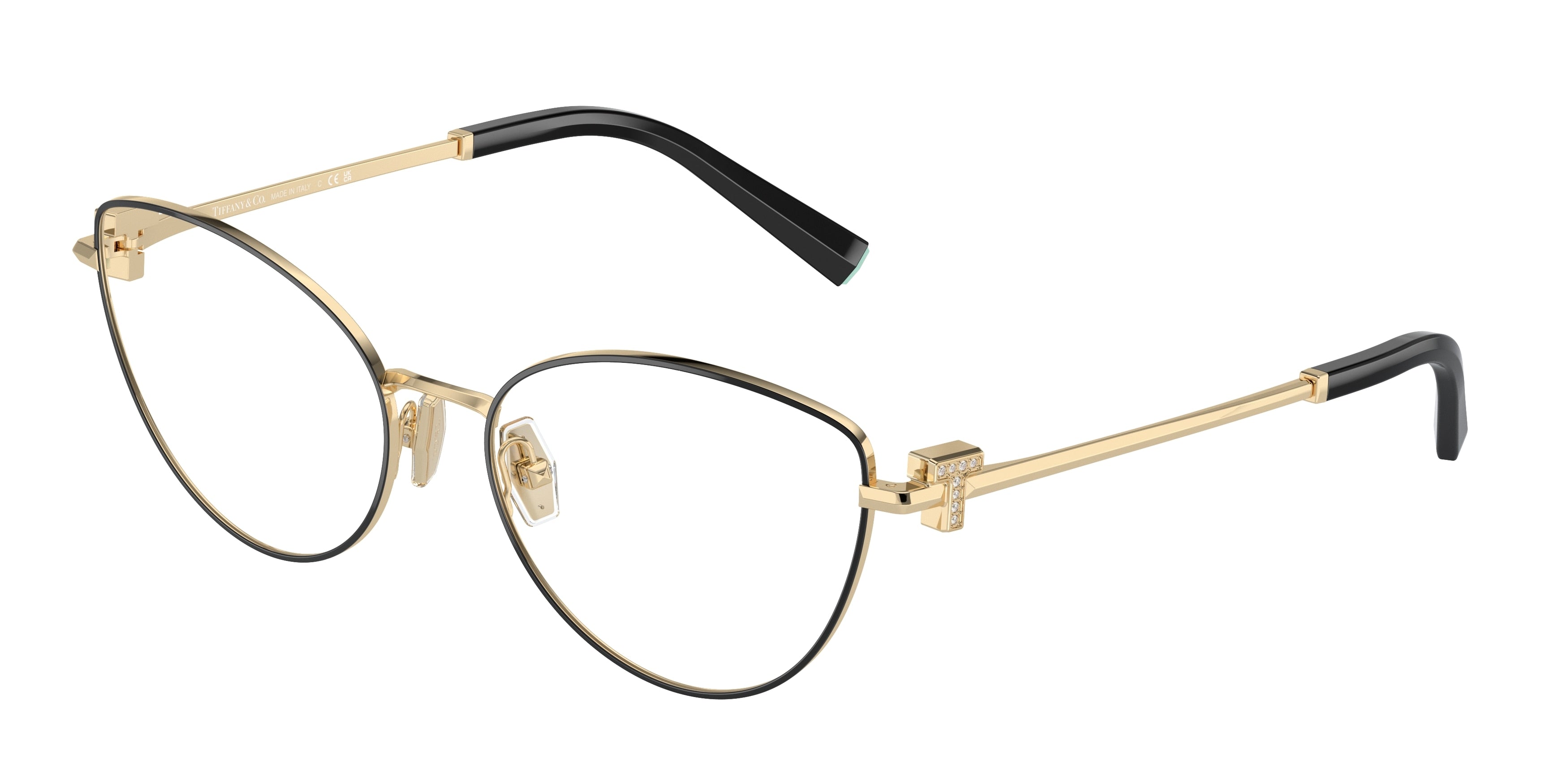 Tiffany TF1159B Cat Eye Eyeglasses  6164-Black On Pale Gold 56-140-17 - Color Map Black