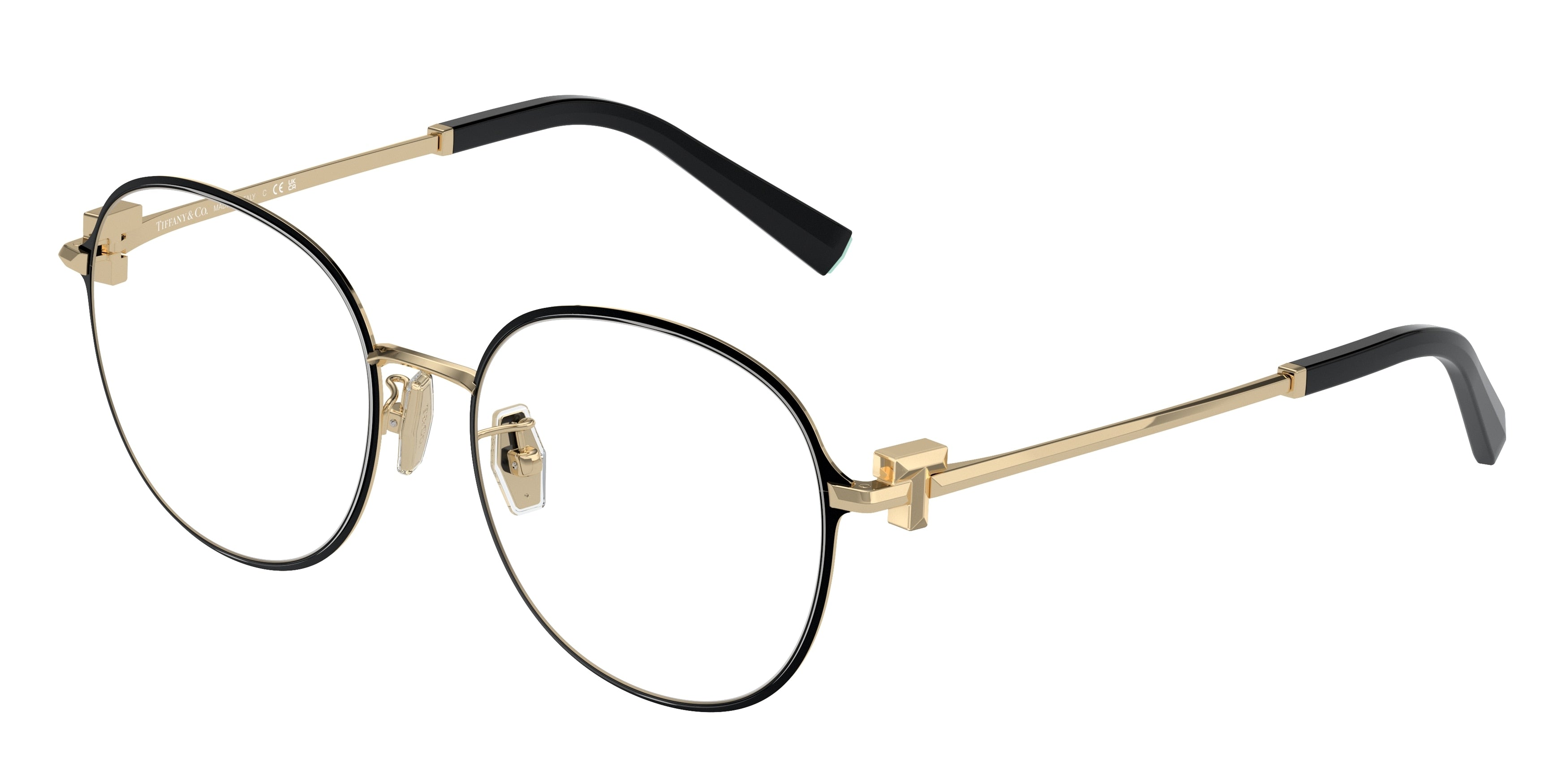 Tiffany TF1161D Round Eyeglasses  6164-Black On Pale Gold 53-145-17 - Color Map Black