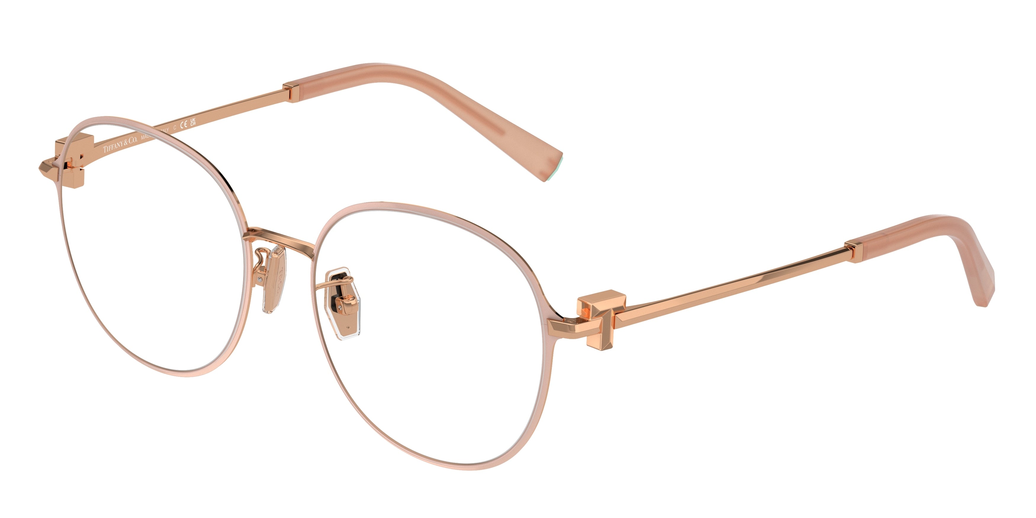 Tiffany TF1161D Round Eyeglasses  6215-Pink On Rose Gold 53-145-17 - Color Map Pink