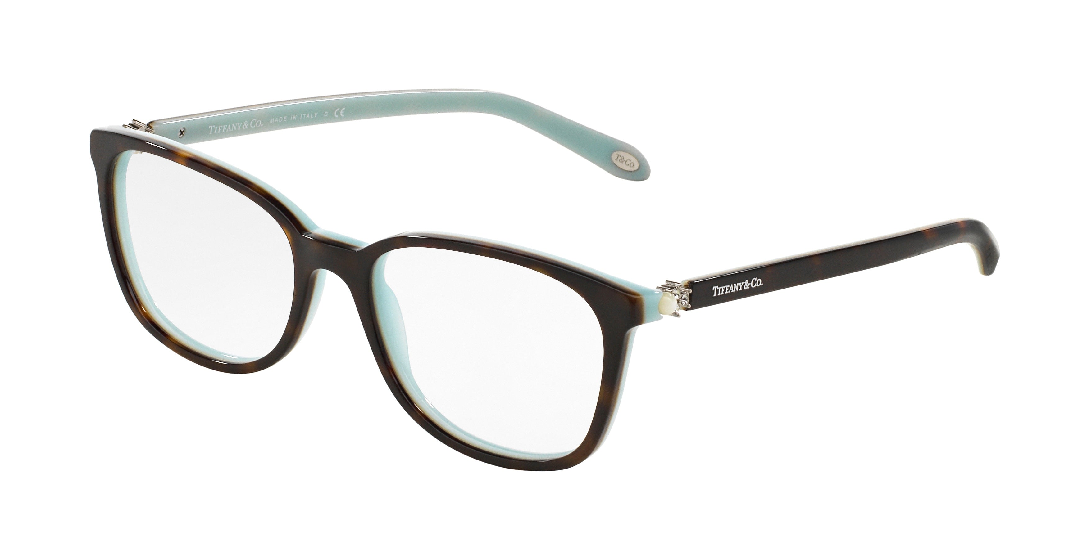 Tiffany TF2109BF Square Eyeglasses  8134-Havana On Tiffany Blue 53-140-17 - Color Map Brown