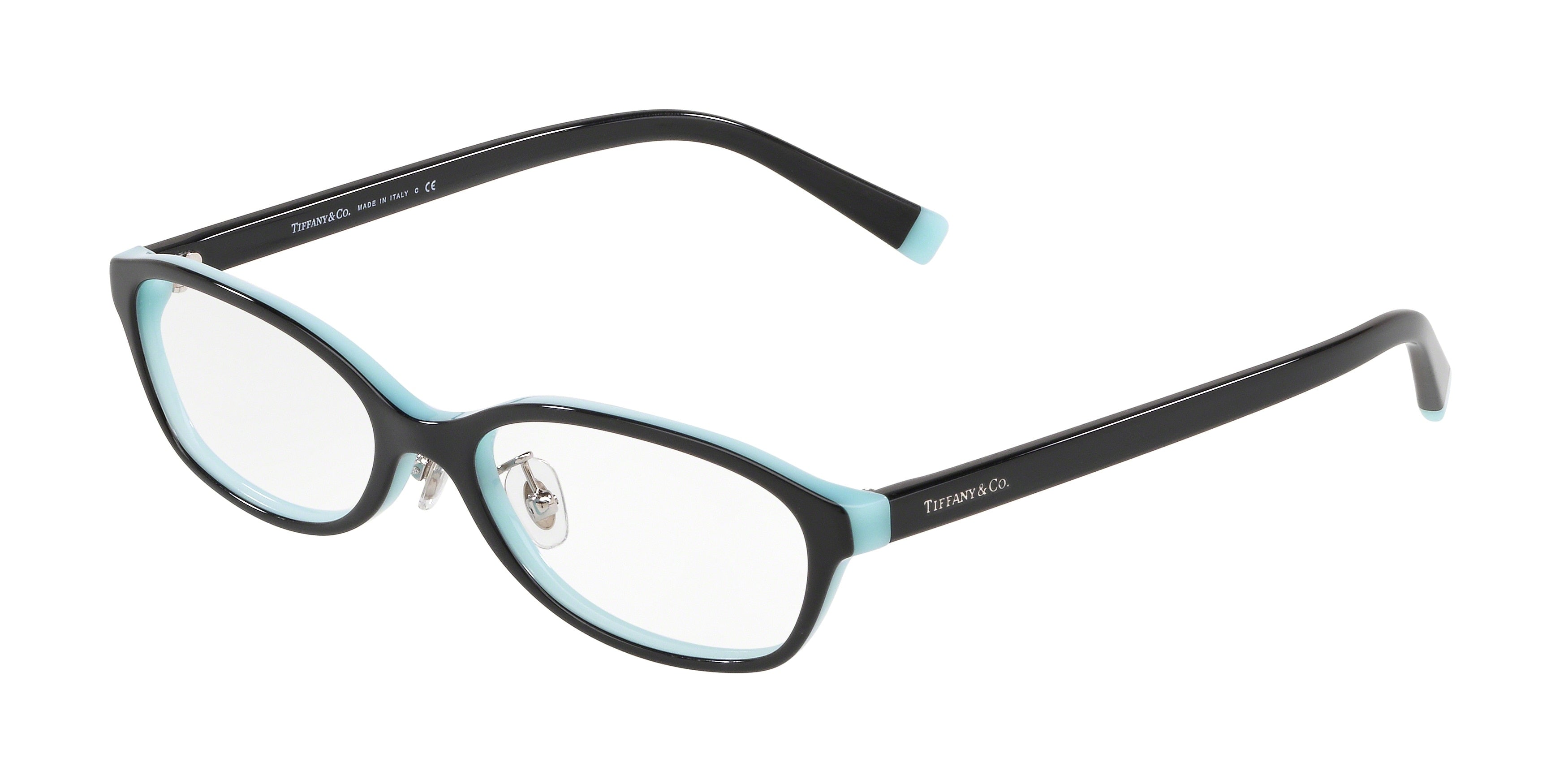 Tiffany TF2182D Oval Eyeglasses  8055-Black On Tiffany Blue 52-140-16 - Color Map Black