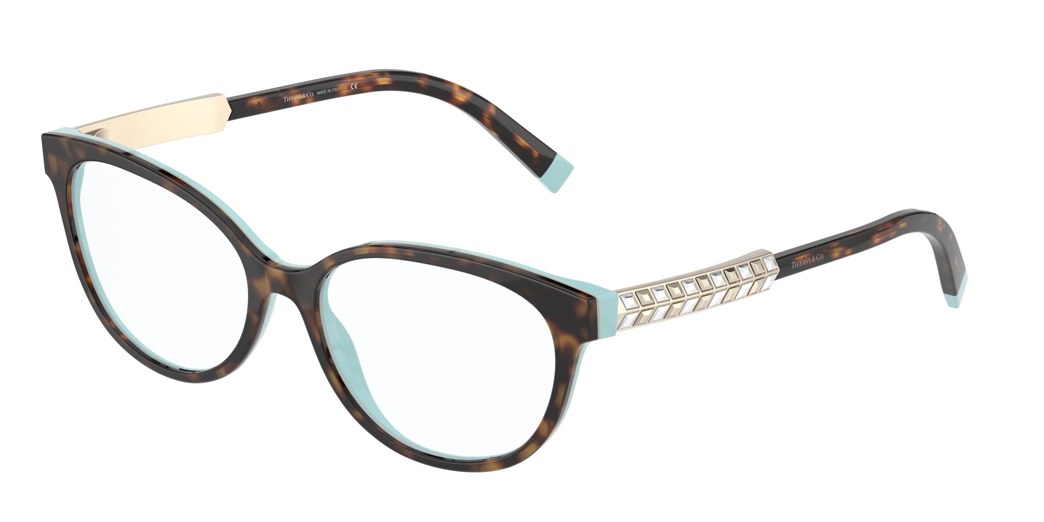 Tiffany TF2203B Butterfly Eyeglasses  8134-Havana On Tiffany Blue 52-140-16 - Color Map Brown