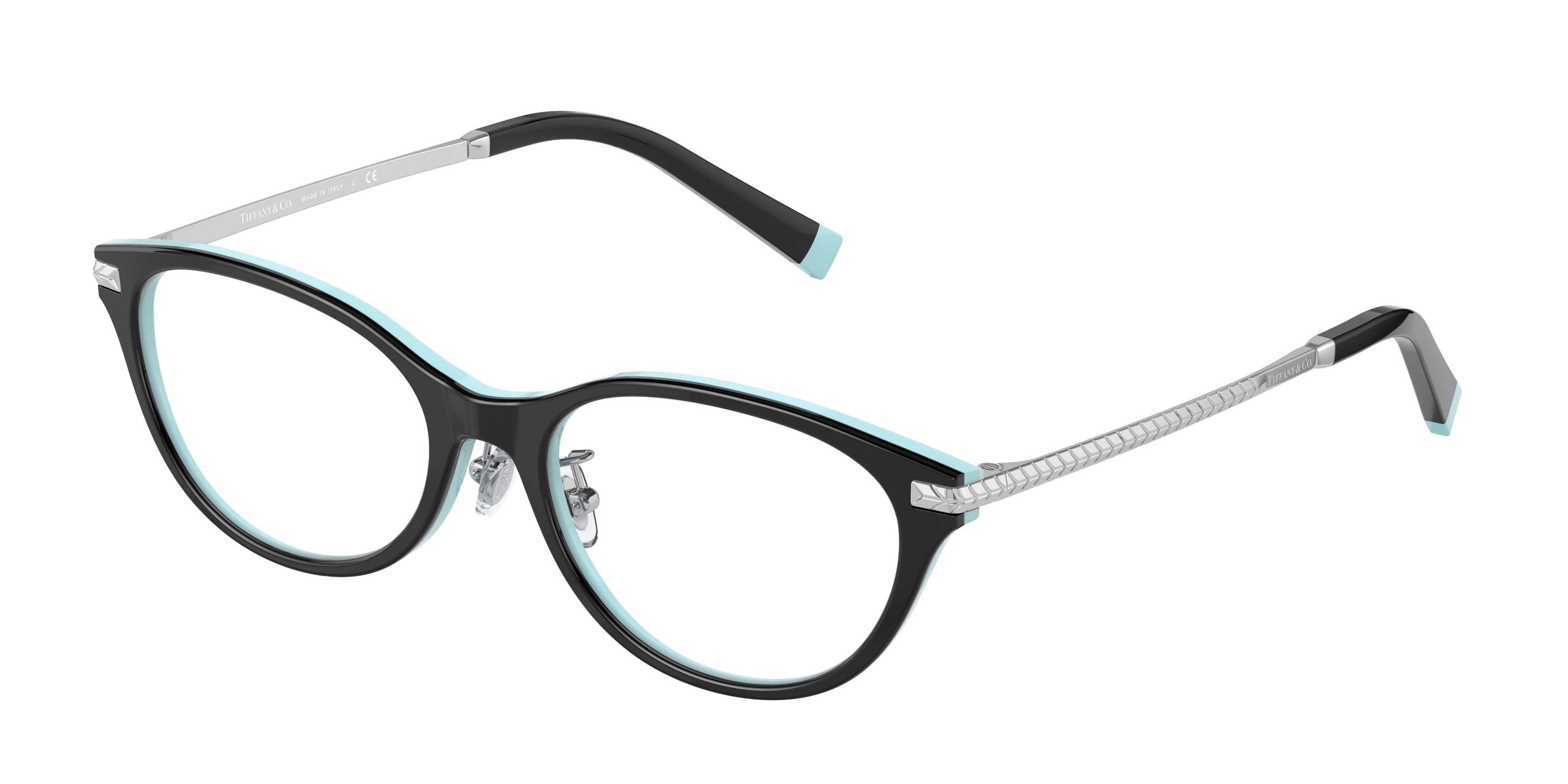 Tiffany TF2210D Cat Eye Eyeglasses  8055-Black On Tiffany Blue 52-140-17 - Color Map Black