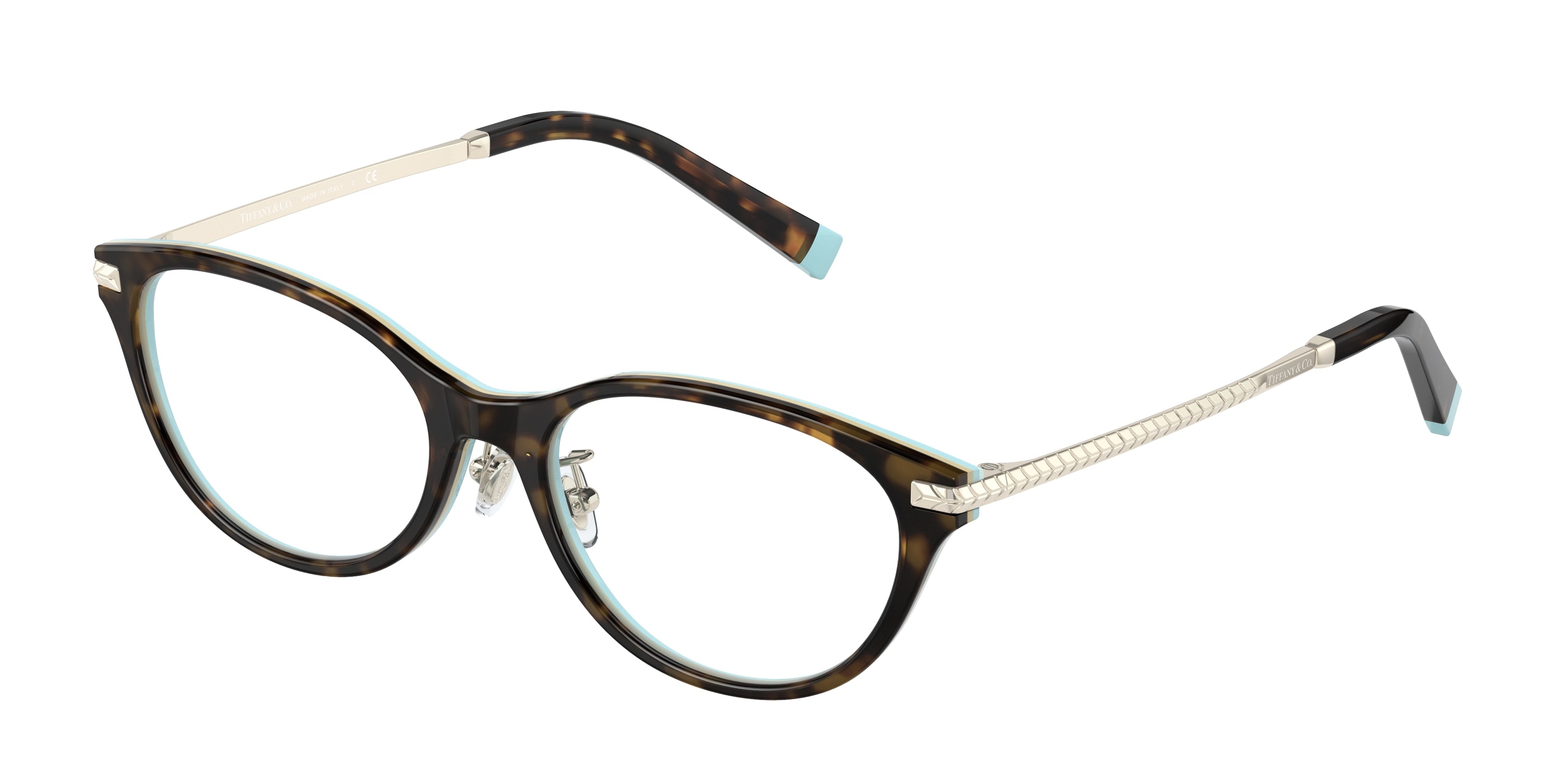 Tiffany TF2210D Cat Eye Eyeglasses  8134-Havana On Tiffany Blue 52-140-17 - Color Map Brown