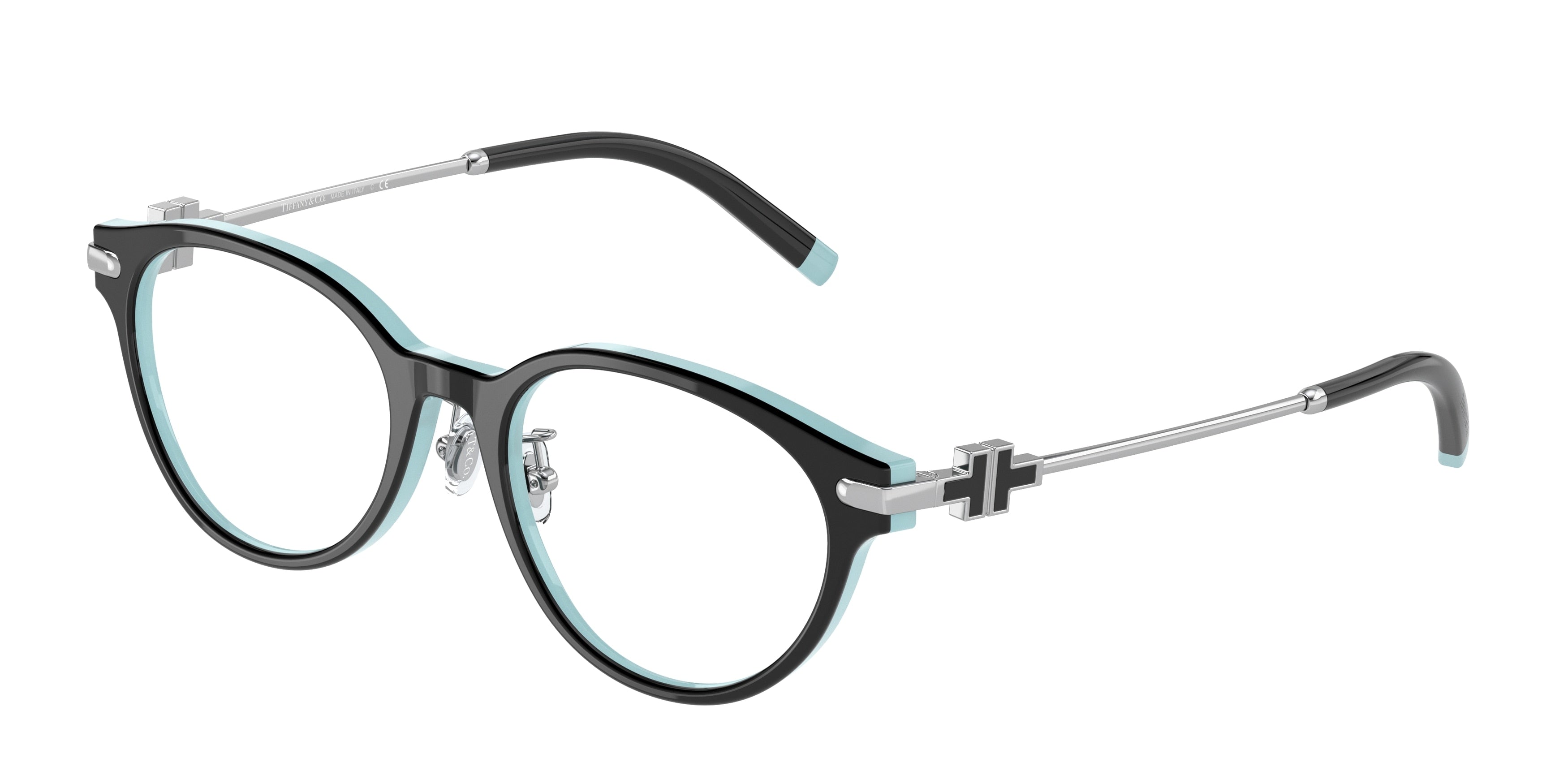 Tiffany TF2218D Oval Eyeglasses  8055-Black On Tiffany Blue 50-140-18 - Color Map Black