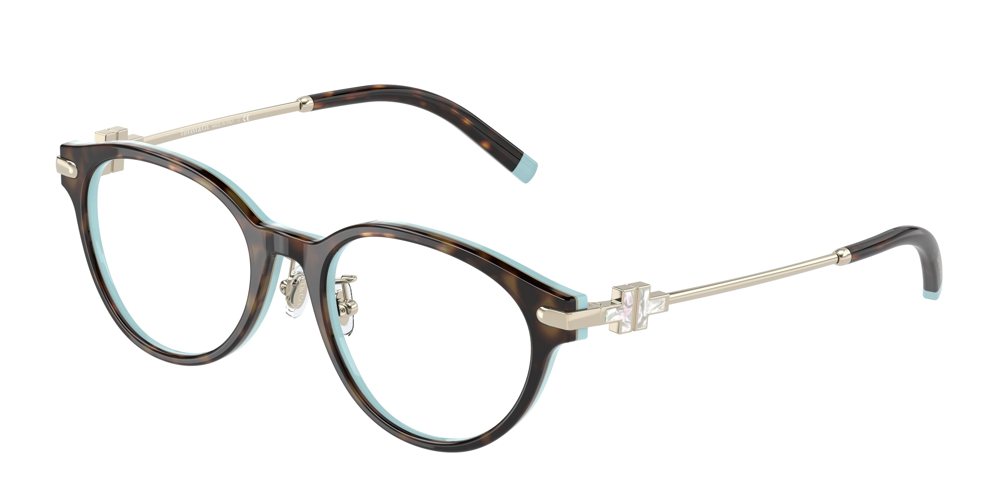 Tiffany TF2218D Oval Eyeglasses  8134-Havana On Tiffany Blue 50-140-18 - Color Map Brown