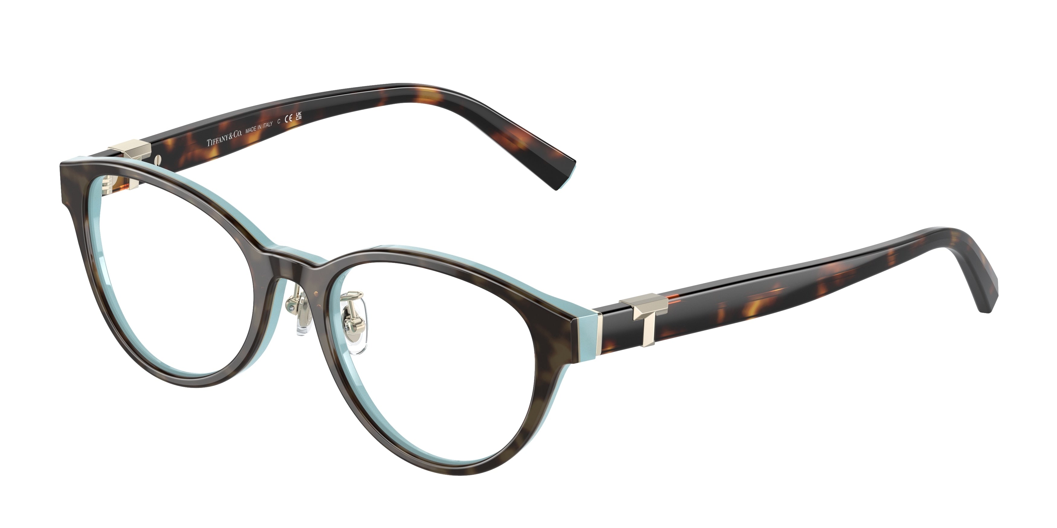 Tiffany TF2236D Oval Eyeglasses  8134-Havana On Tiffany Blue 48-140-17 - Color Map Brown