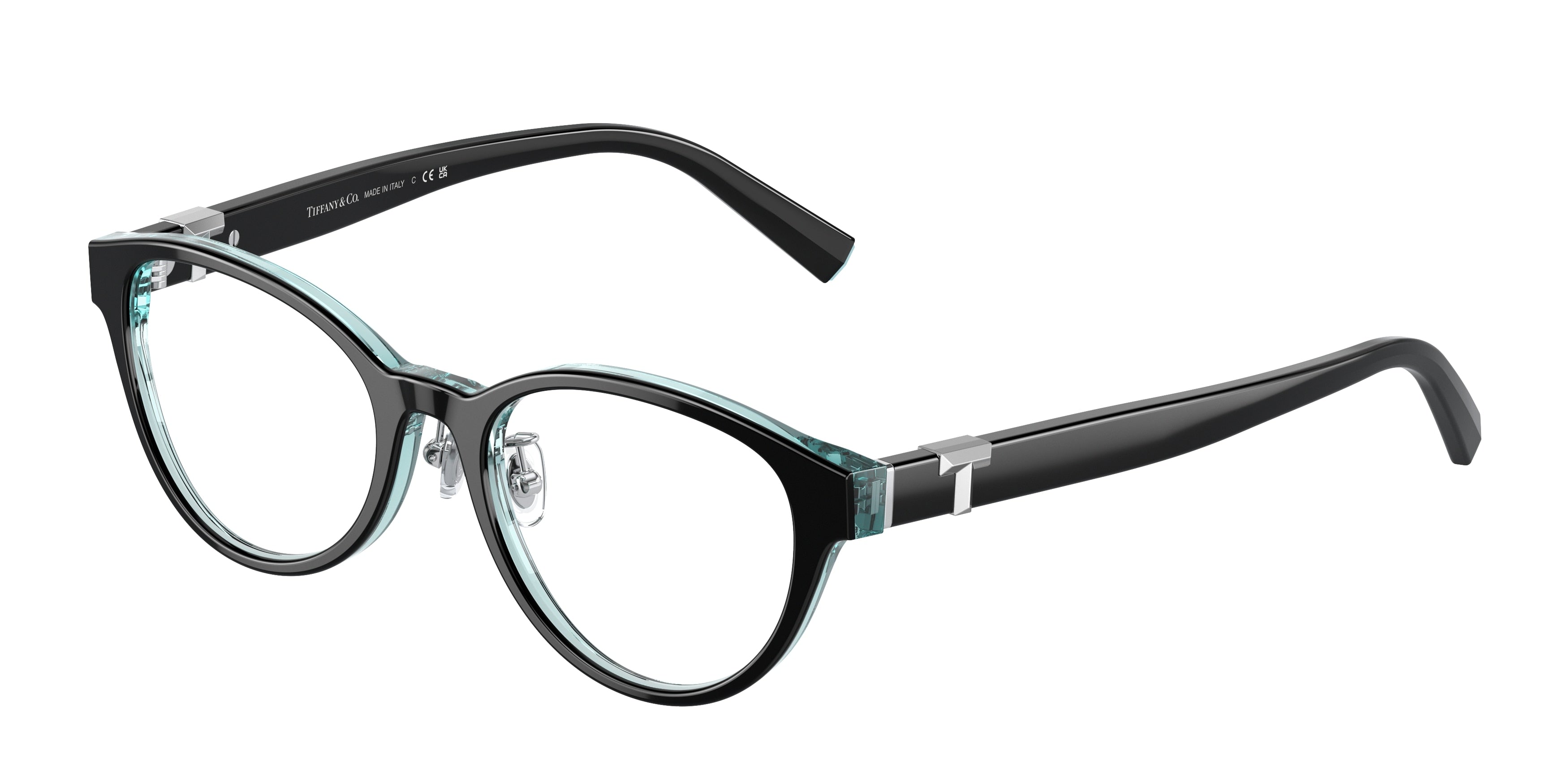 Tiffany TF2236D Oval Eyeglasses  8285-Black On Crystal Tiffany Blue 48-140-17 - Color Map Black