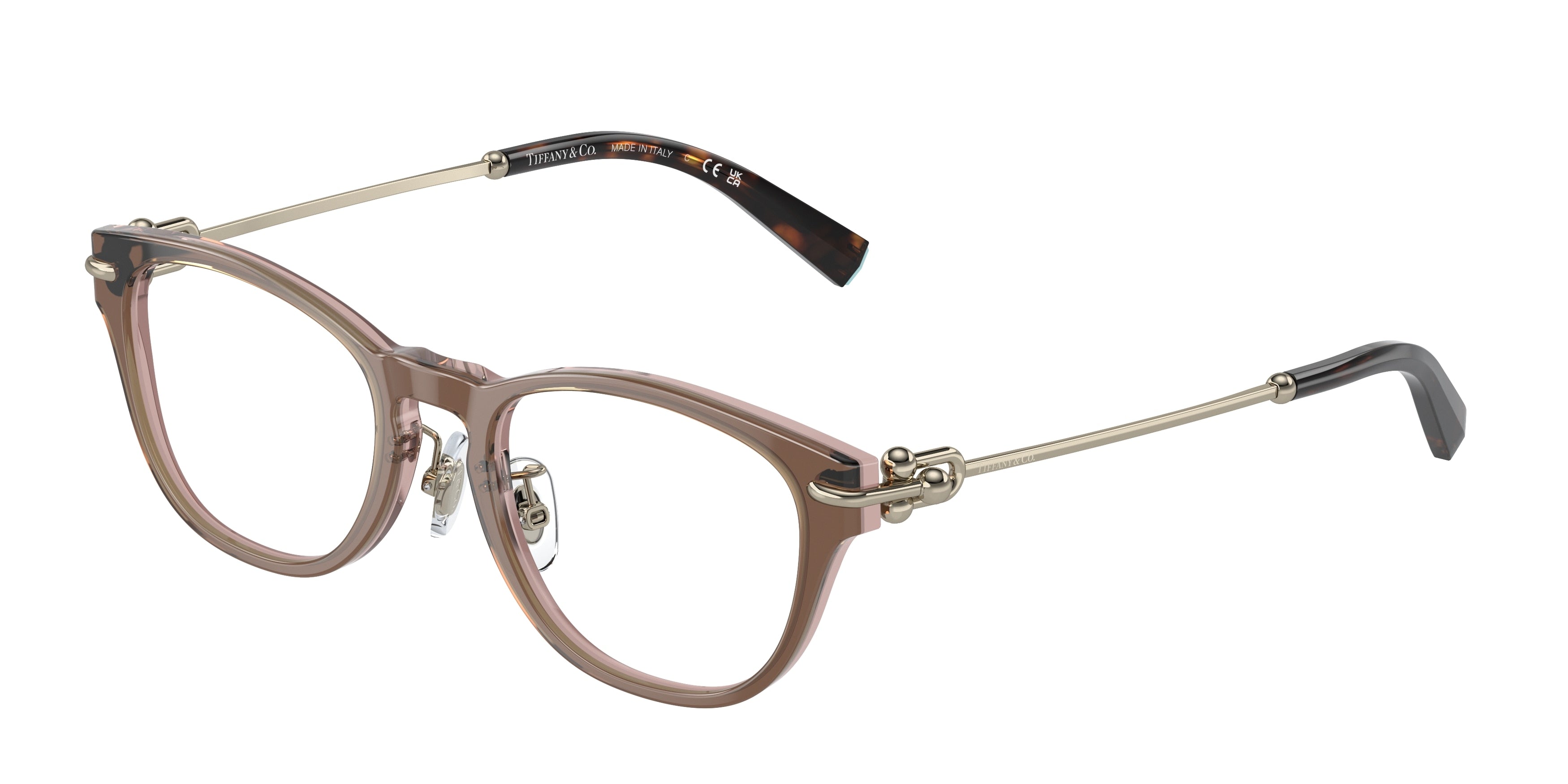 Tiffany TF2237D Pillow Eyeglasses  8255-Brown Transparent On Pink 48-140-18 - Color Map Brown