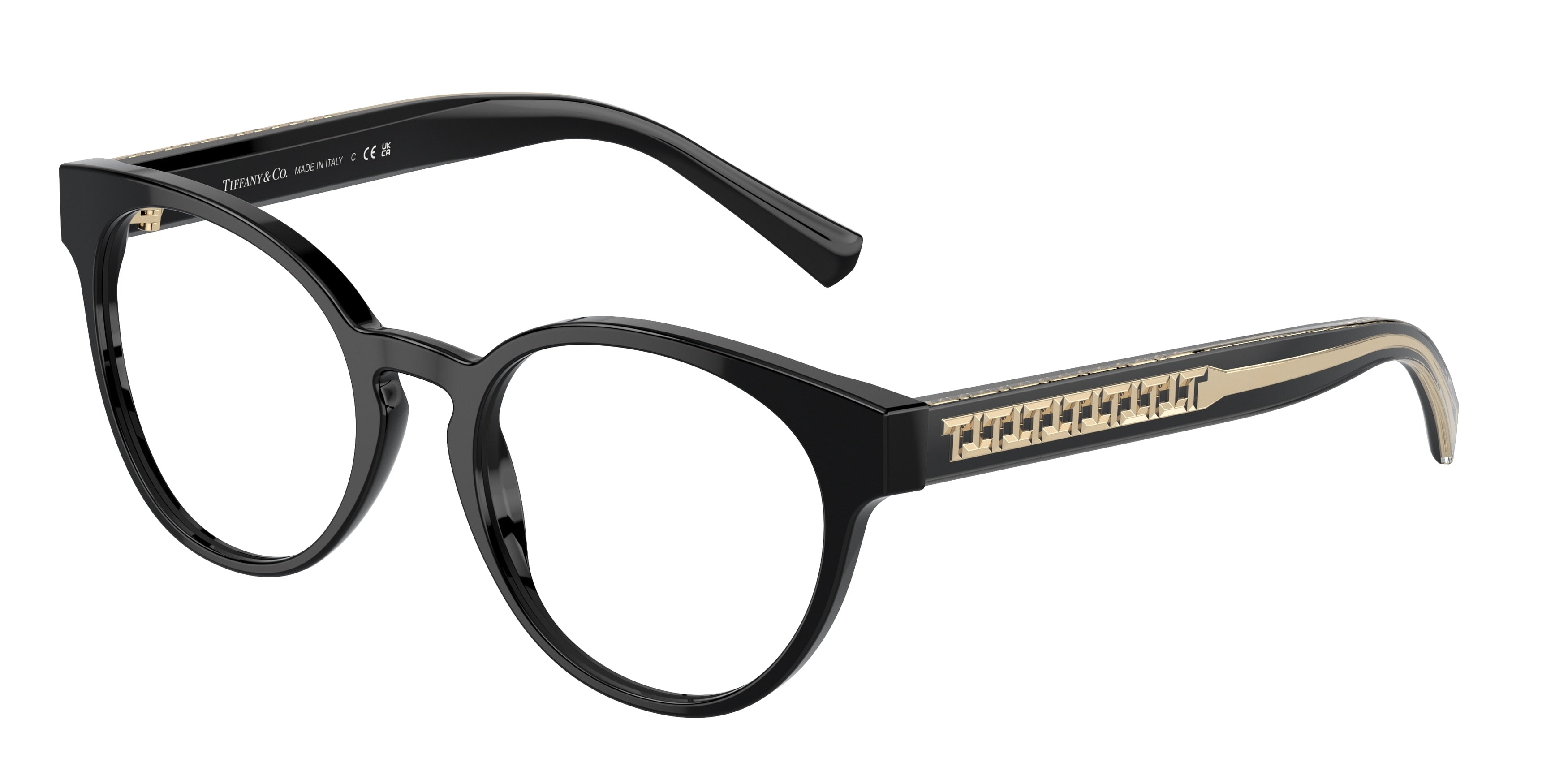 Tiffany TF2250 Phantos Eyeglasses  8001-Black 52-140-19 - Color Map Black