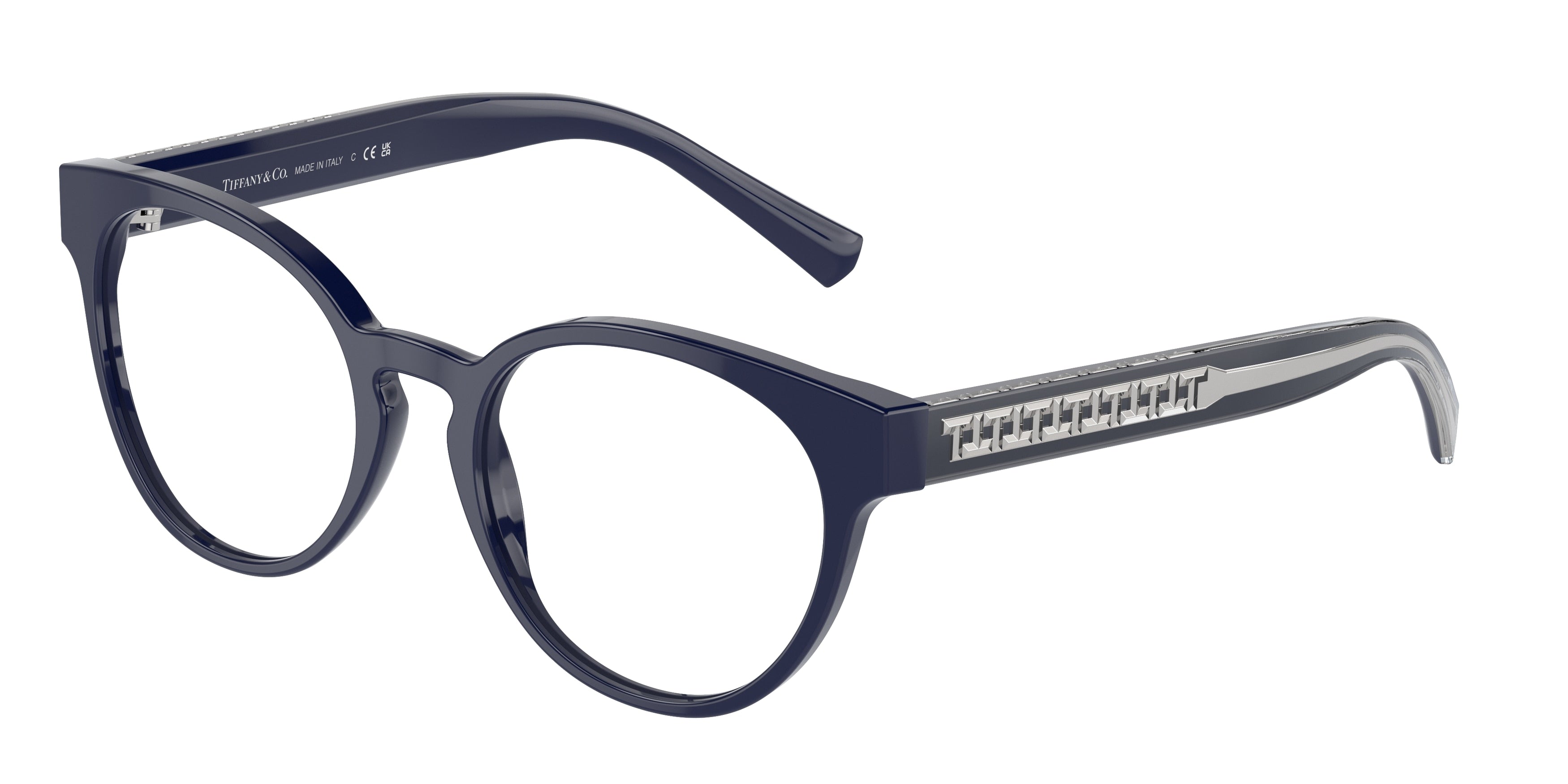 Tiffany TF2250 Phantos Eyeglasses  8396-Solid Dark Blue 52-140-19 - Color Map Blue