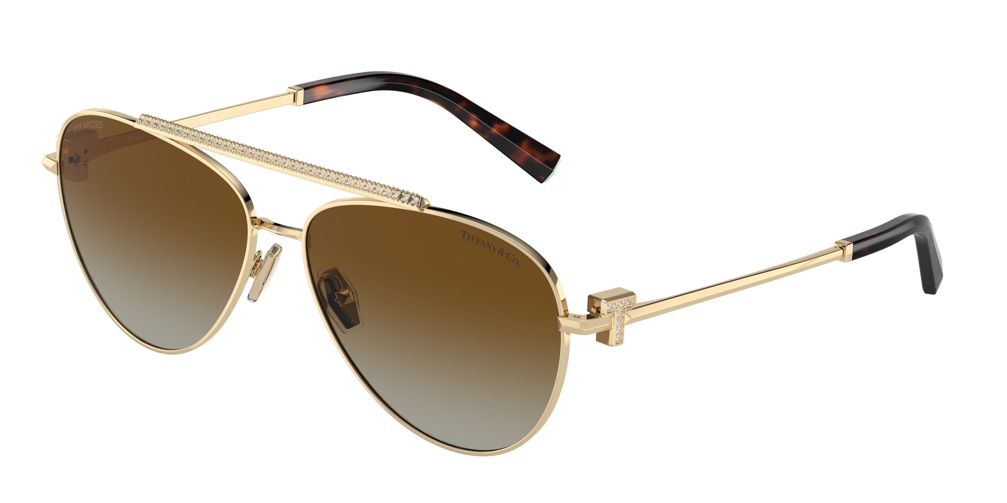 Tiffany TF3101B Pilot Sunglasses  6208T5-Pale Gold 59-140-14 - Color Map Gold