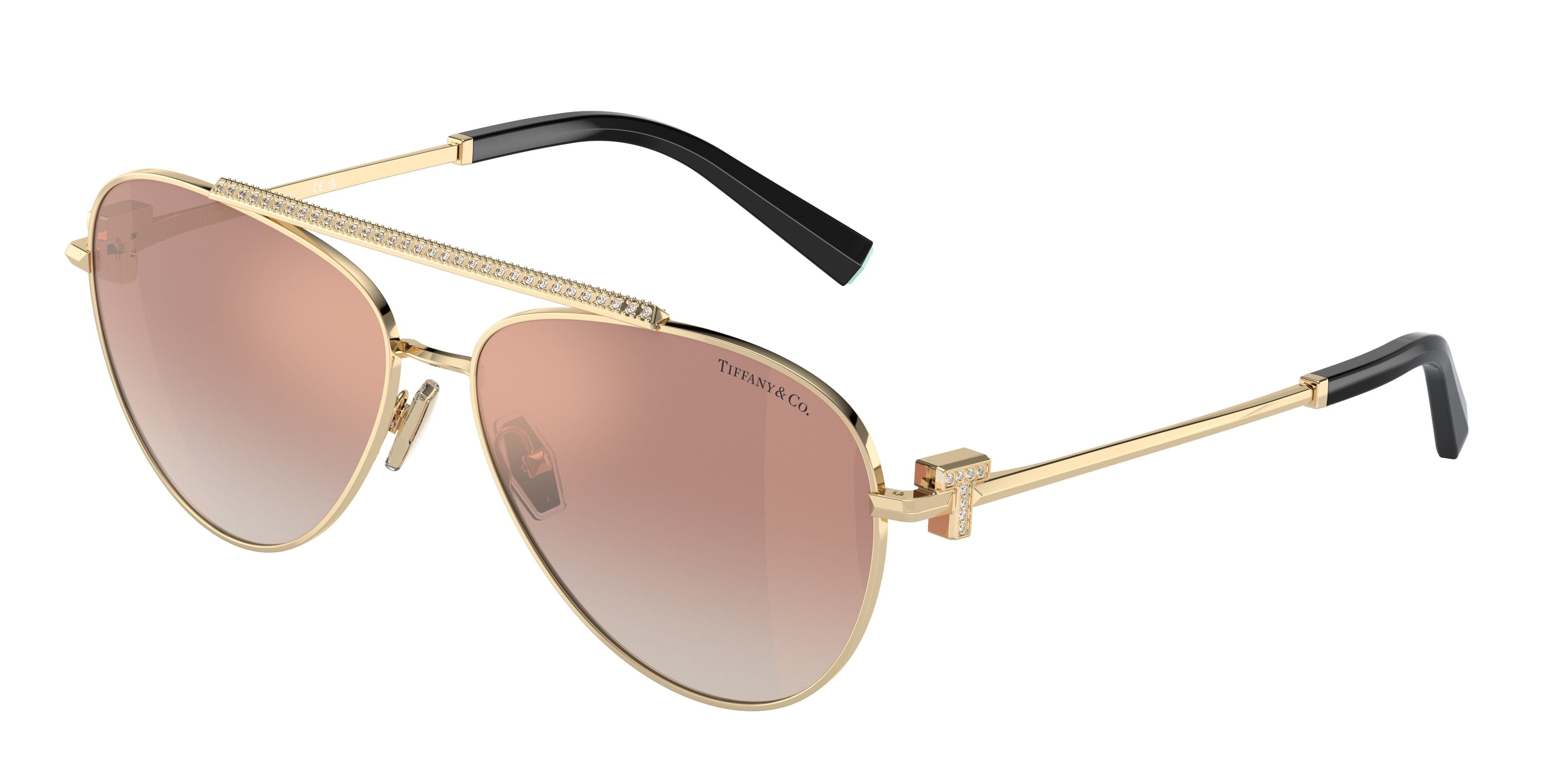 Tiffany TF3101B Pilot Sunglasses  62093N-Pale Gold 59-140-14 - Color Map Gold