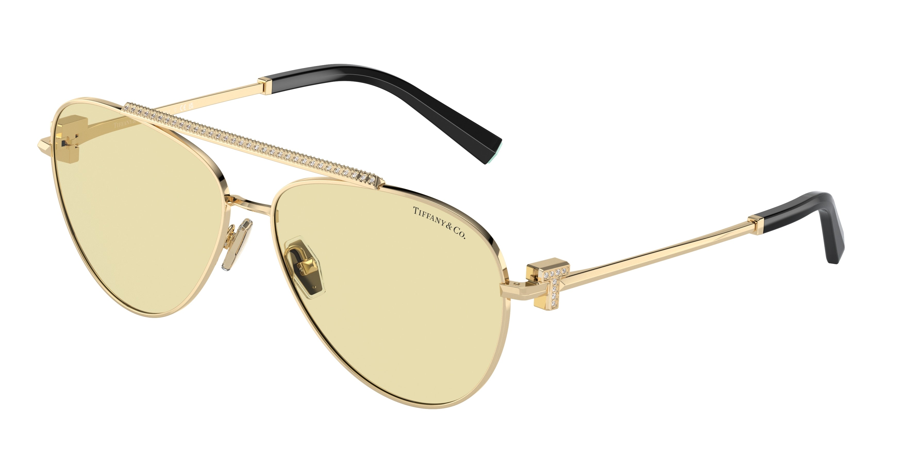 Tiffany TF3101B Pilot Sunglasses  6210M4-Pale Gold 59-140-14 - Color Map Gold