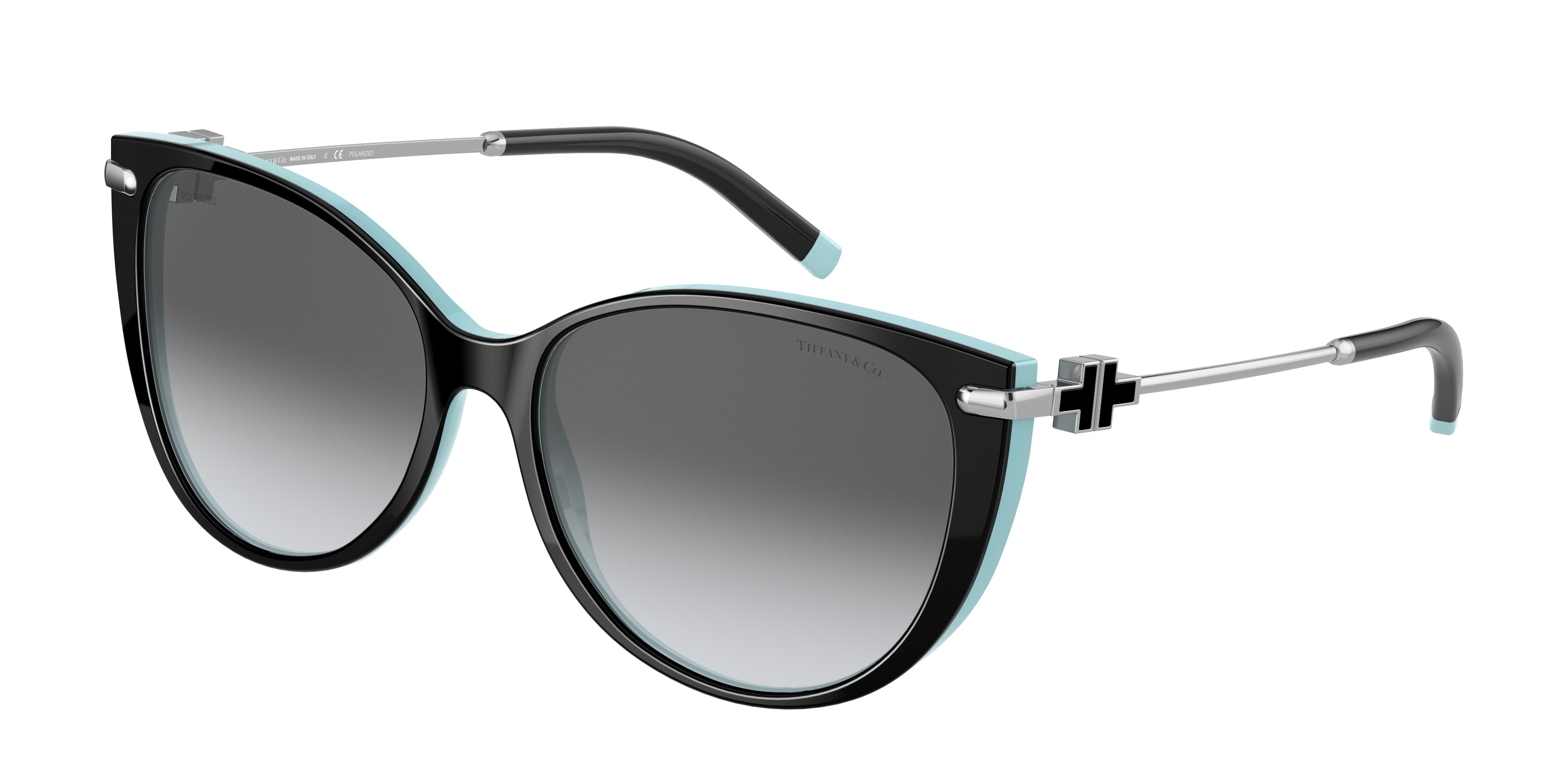 Tiffany TF4178 Cat Eye Sunglasses  8055T3-Black On Tiffany Blue 57-140-16 - Color Map Black