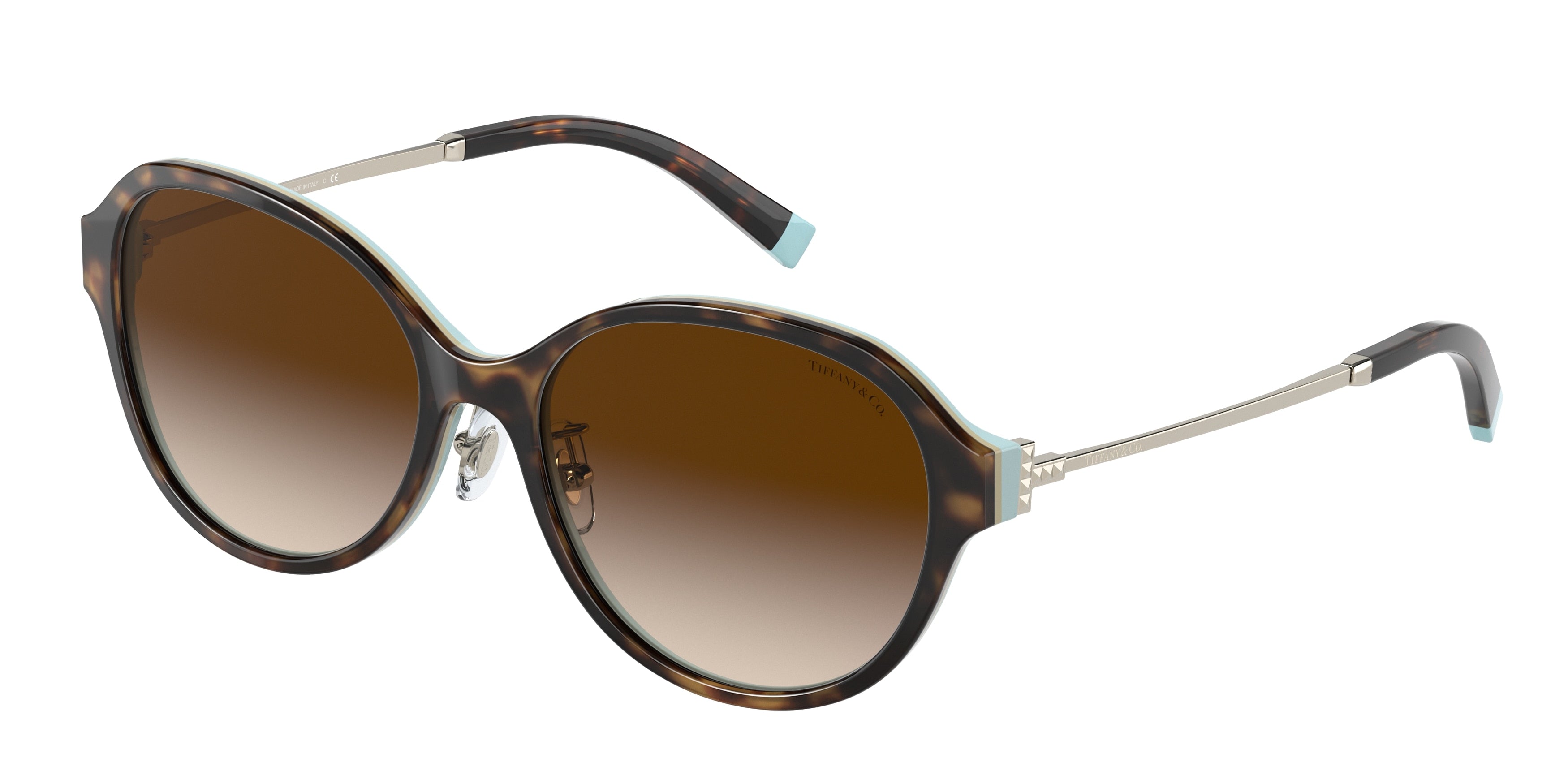 Tiffany TF4181D Round Sunglasses  81343B-Havana On Tiffany Blue 56-140-17 - Color Map Brown