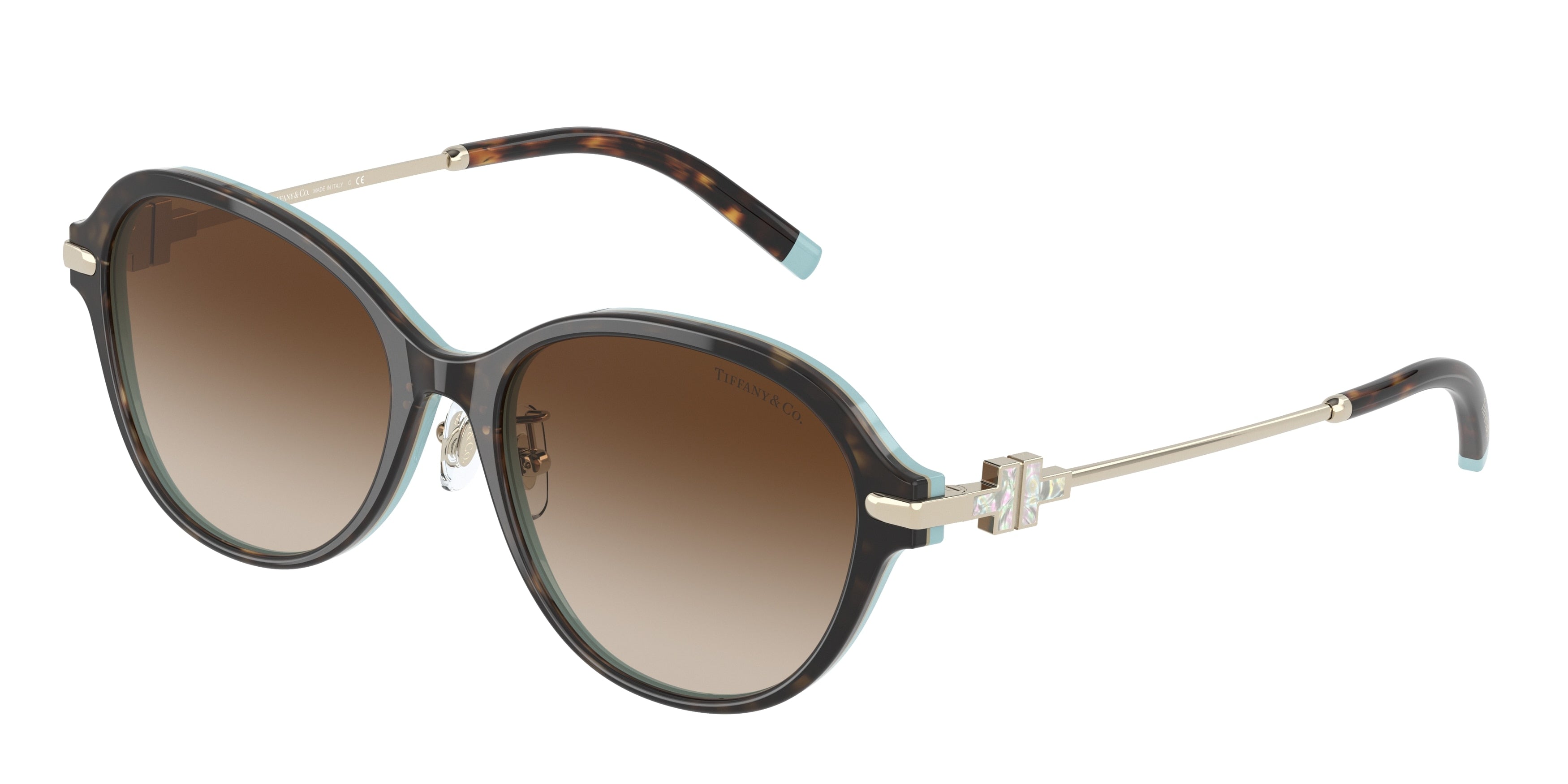 Tiffany TF4188D Oval Sunglasses  81343B-Havana On Tiffany Blue 55-140-17 - Color Map Brown