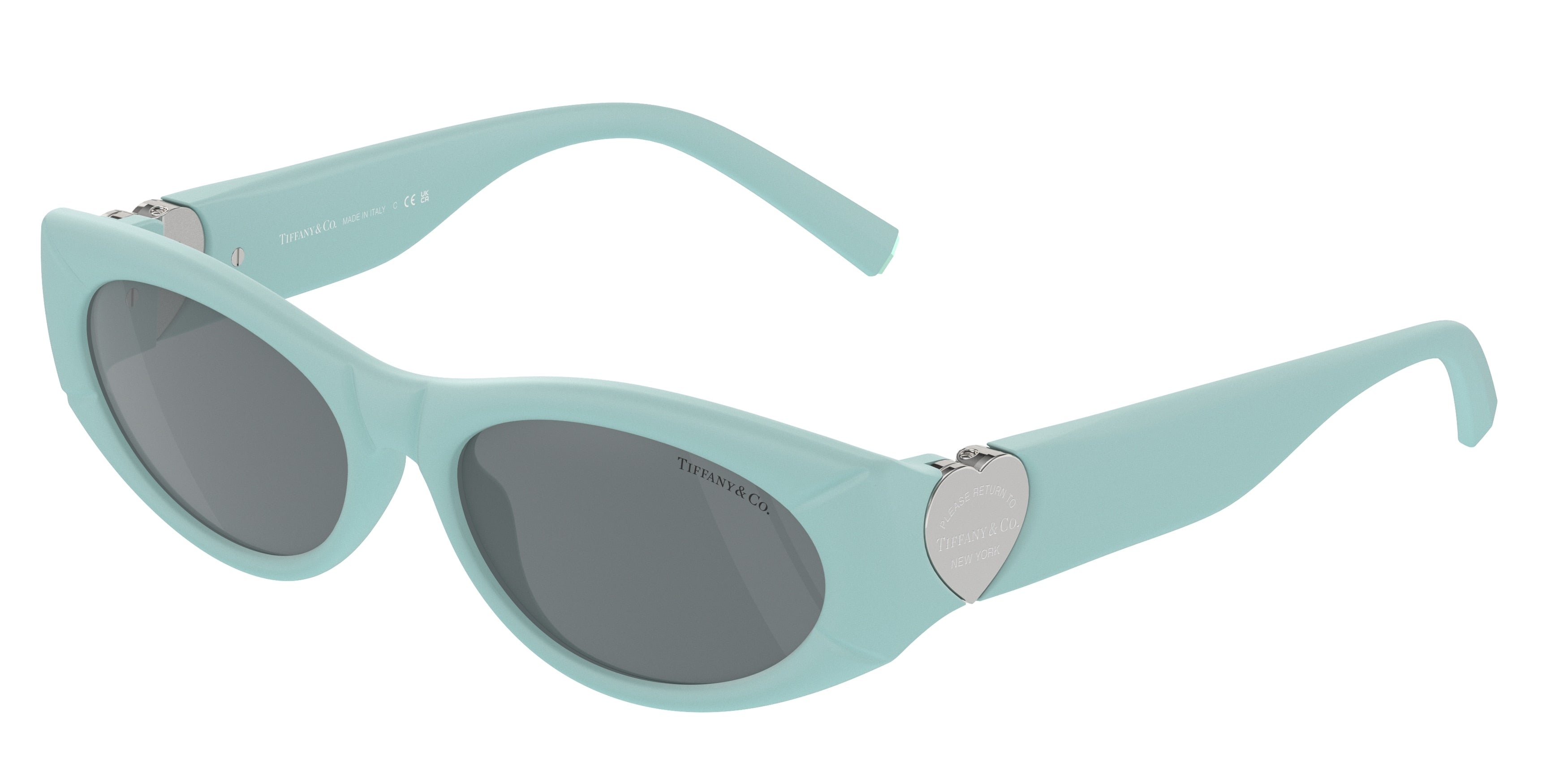 Tiffany TF4222U Oval Sunglasses  84146G-Tiffany Blue Rubberized 55-140-16 - Color Map Blue