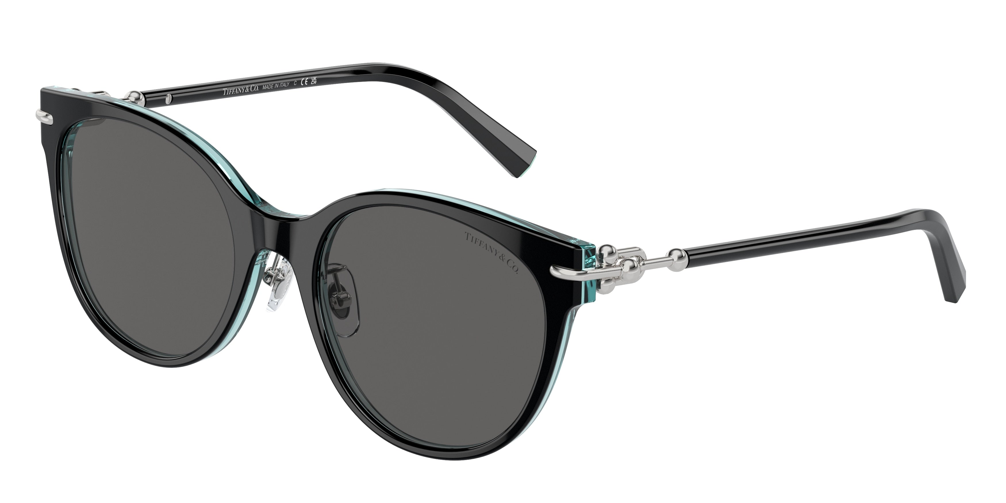 Tiffany TF4223D Cat Eye Sunglasses  8285S4-Black On Crystal Tiffany Blue 54-140-20 - Color Map Black