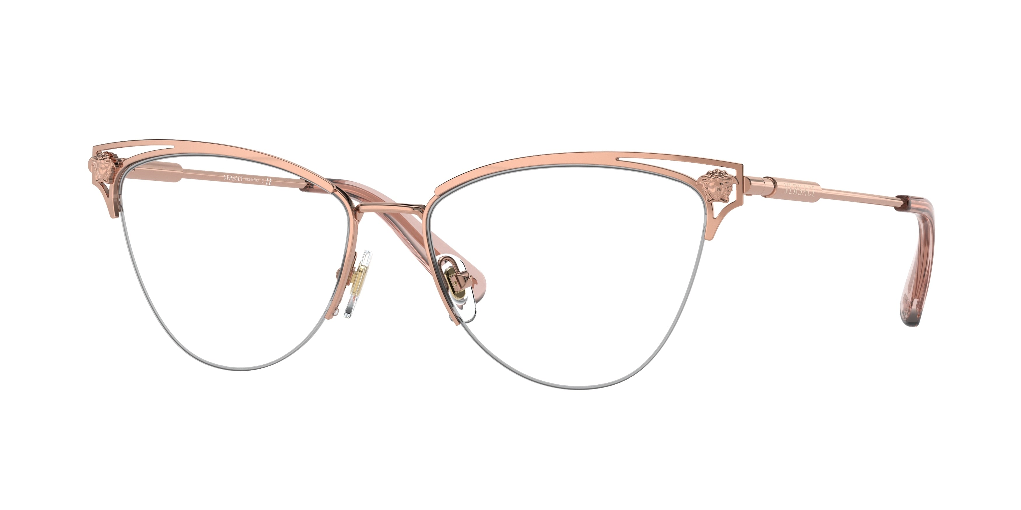 Versace VE1280 Cat Eye Eyeglasses  1412-Rose Gold 53-145-16 - Color Map Gold