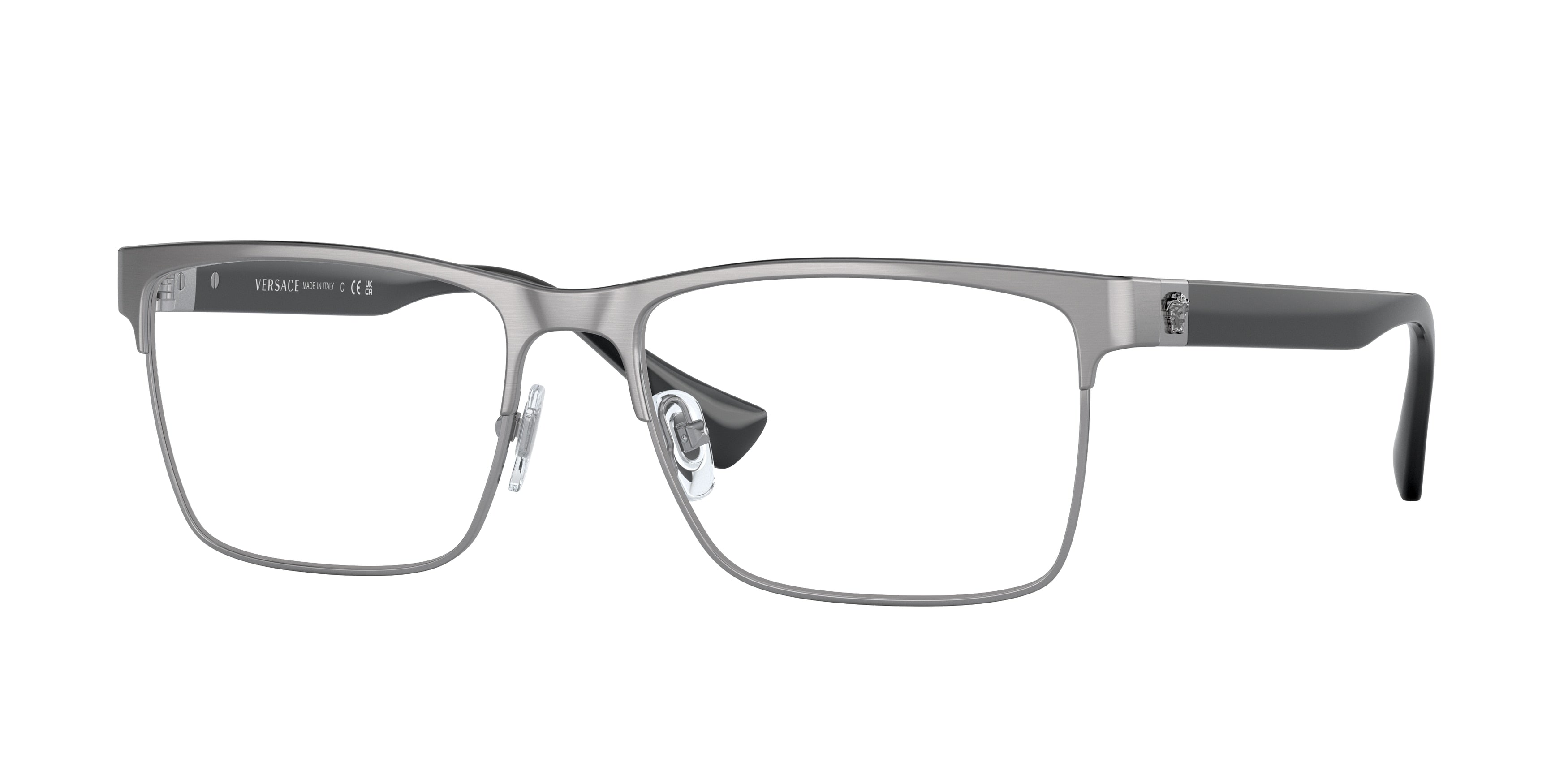 Versace VE1285 Rectangle Eyeglasses  1262-Gunmetal 56-150-17 - Color Map Grey