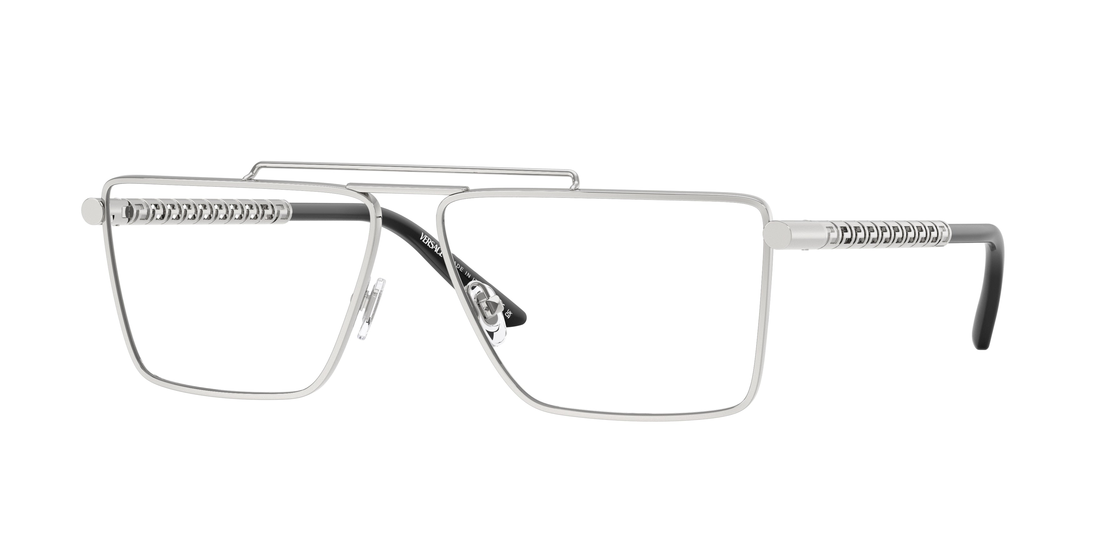 Versace VE1295 Rectangle Eyeglasses  1000-Silver 59-145-13 - Color Map Silver