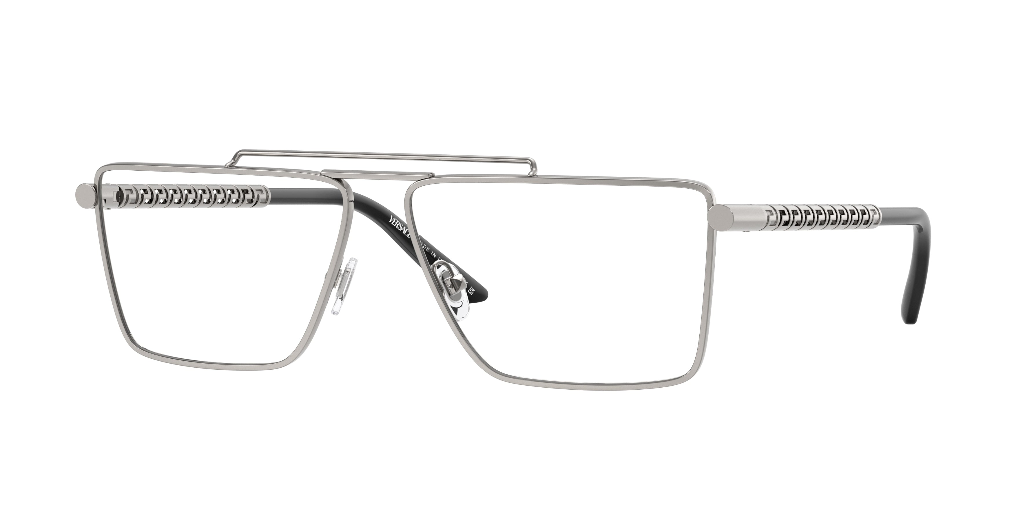 Versace VE1295 Rectangle Eyeglasses  1001-Gunmetal 59-145-13 - Color Map Grey