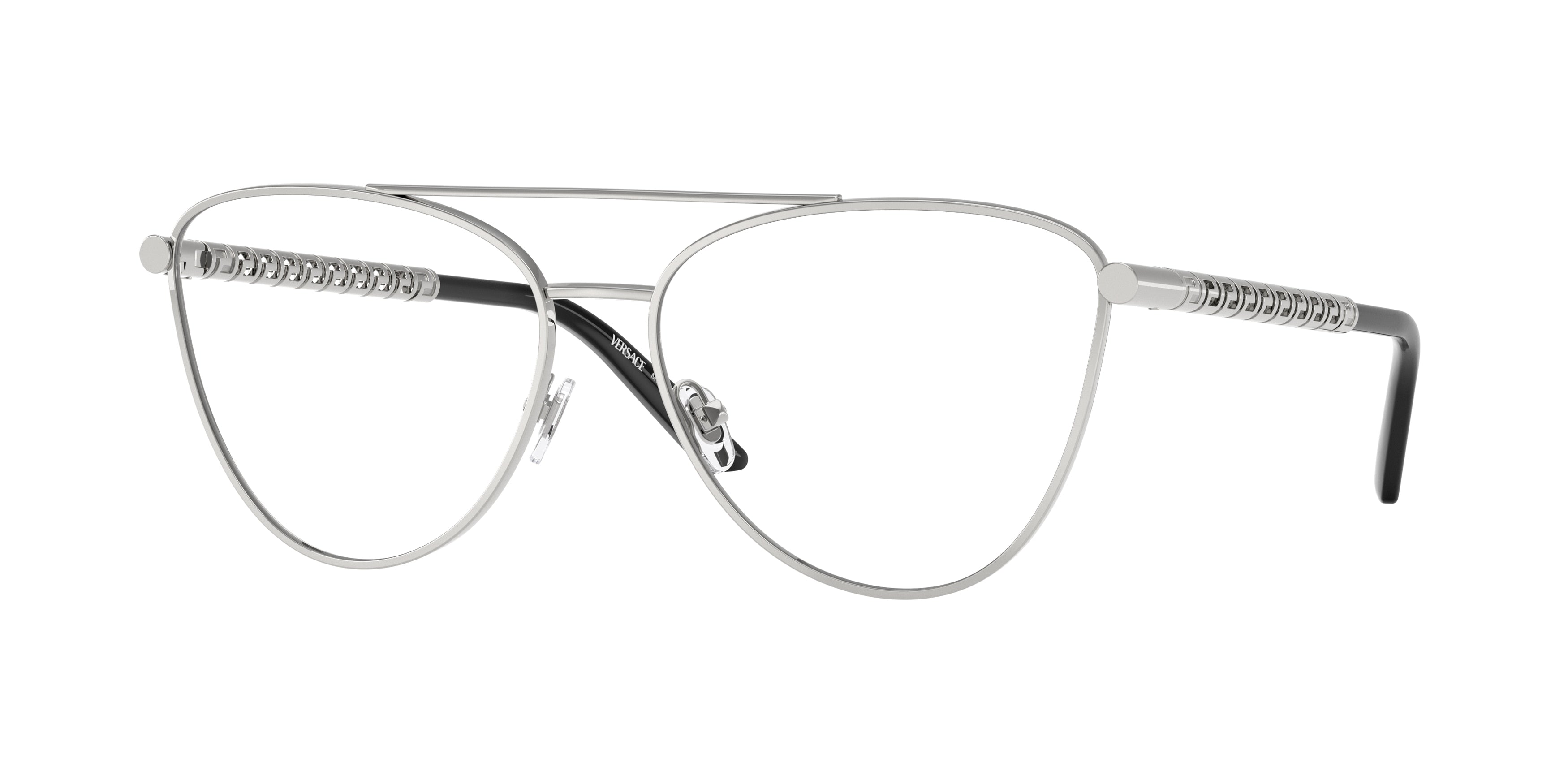 Versace VE1296 Cat Eye Eyeglasses  1000-Silver 57-140-15 - Color Map Silver