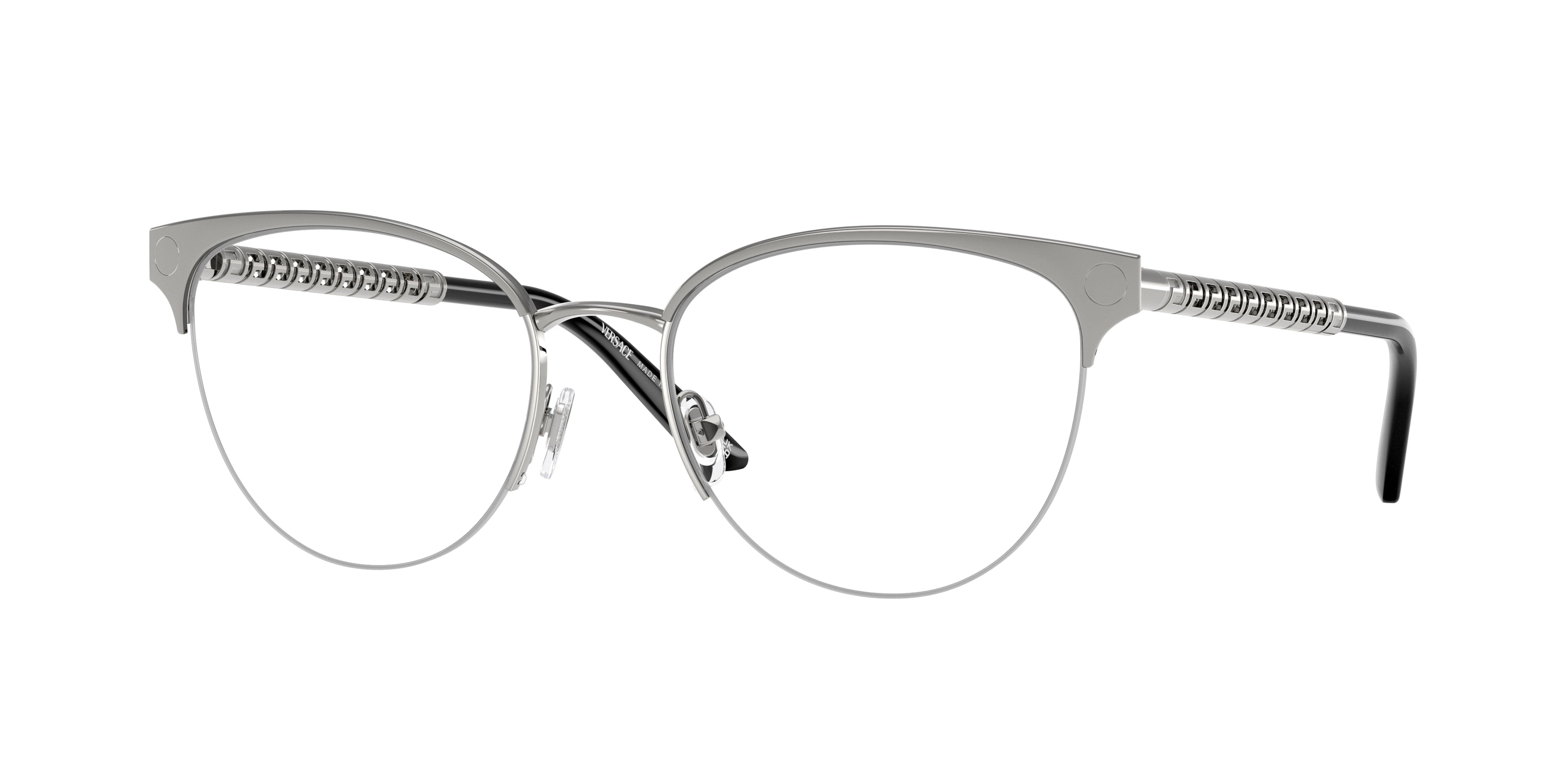 Versace VE1297 Cat Eye Eyeglasses  1000-Silver 53-140-18 - Color Map Silver