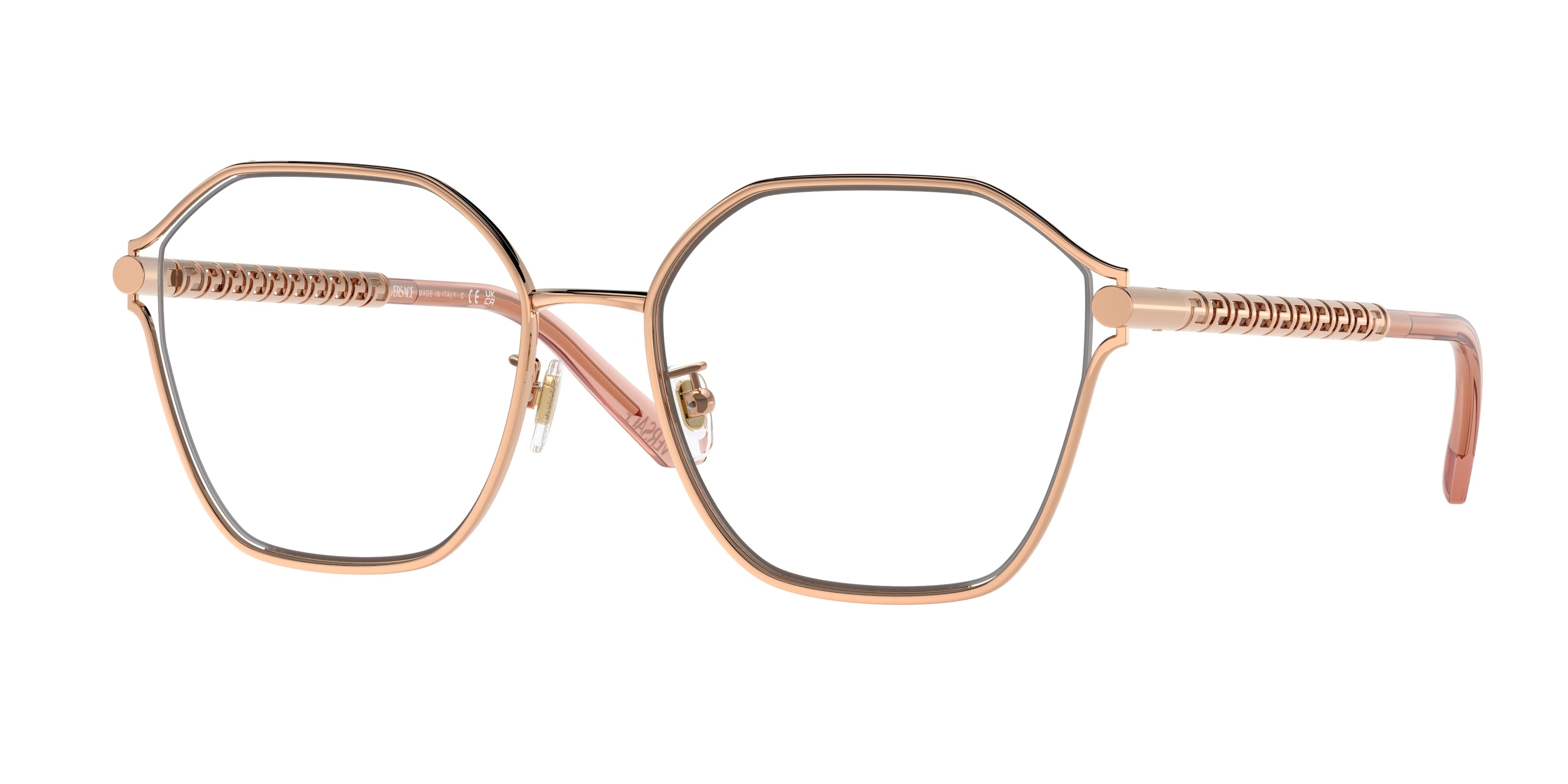 Versace VE1299D Irregular Eyeglasses  1412-Rose Gold 55-145-18 - Color Map Gold