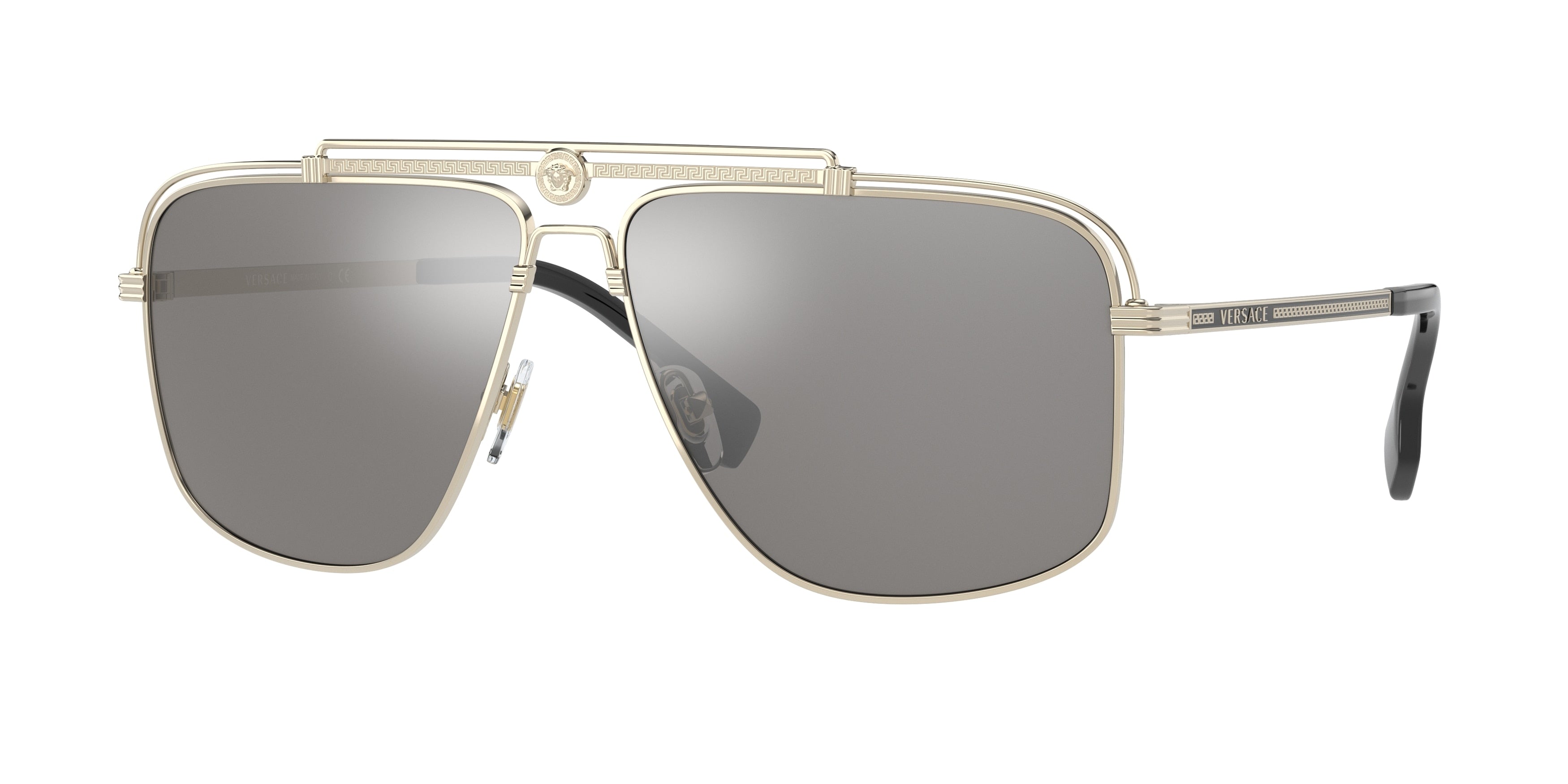 Versace VE2242 Rectangle Sunglasses  12526G-Pale Gold 61-145-13 - Color Map Gold