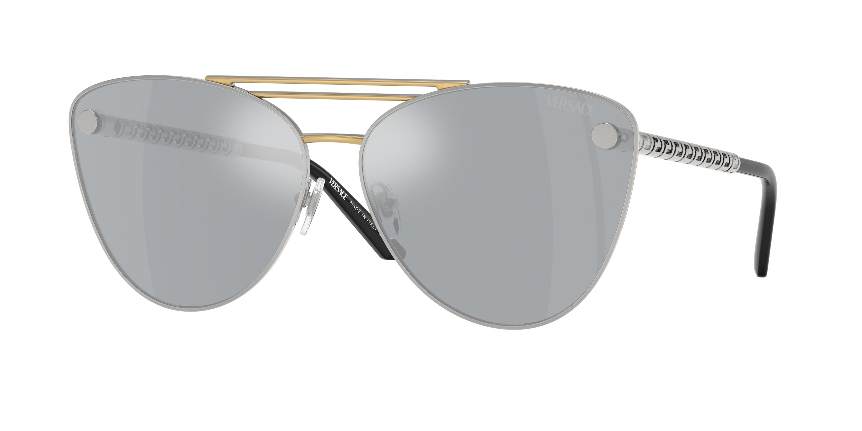 Versace VE2267 Cat Eye Sunglasses  15141U-Silver/Gold 64-140-14 - Color Map Silver