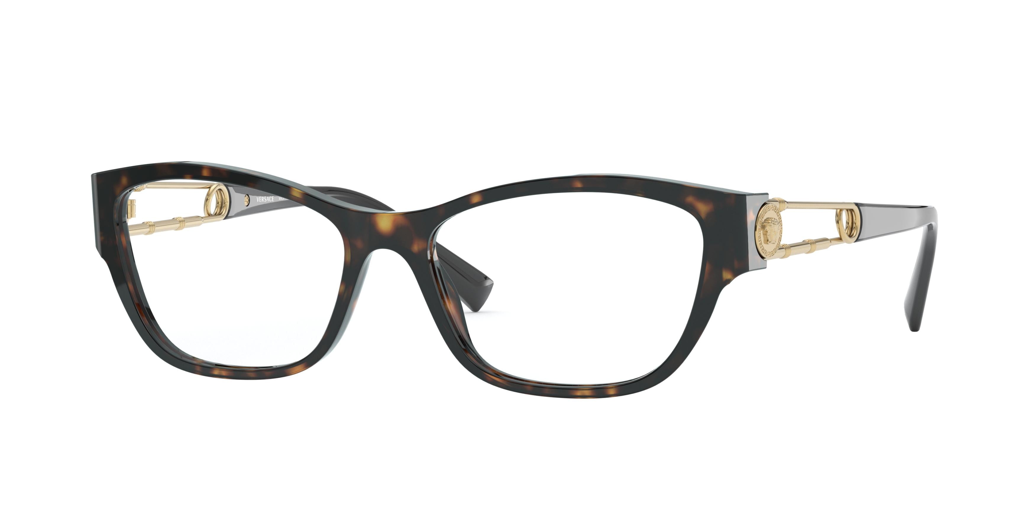 Versace VE3288 Rectangle Eyeglasses  108-Havana 52-140-16 - Color Map Tortoise