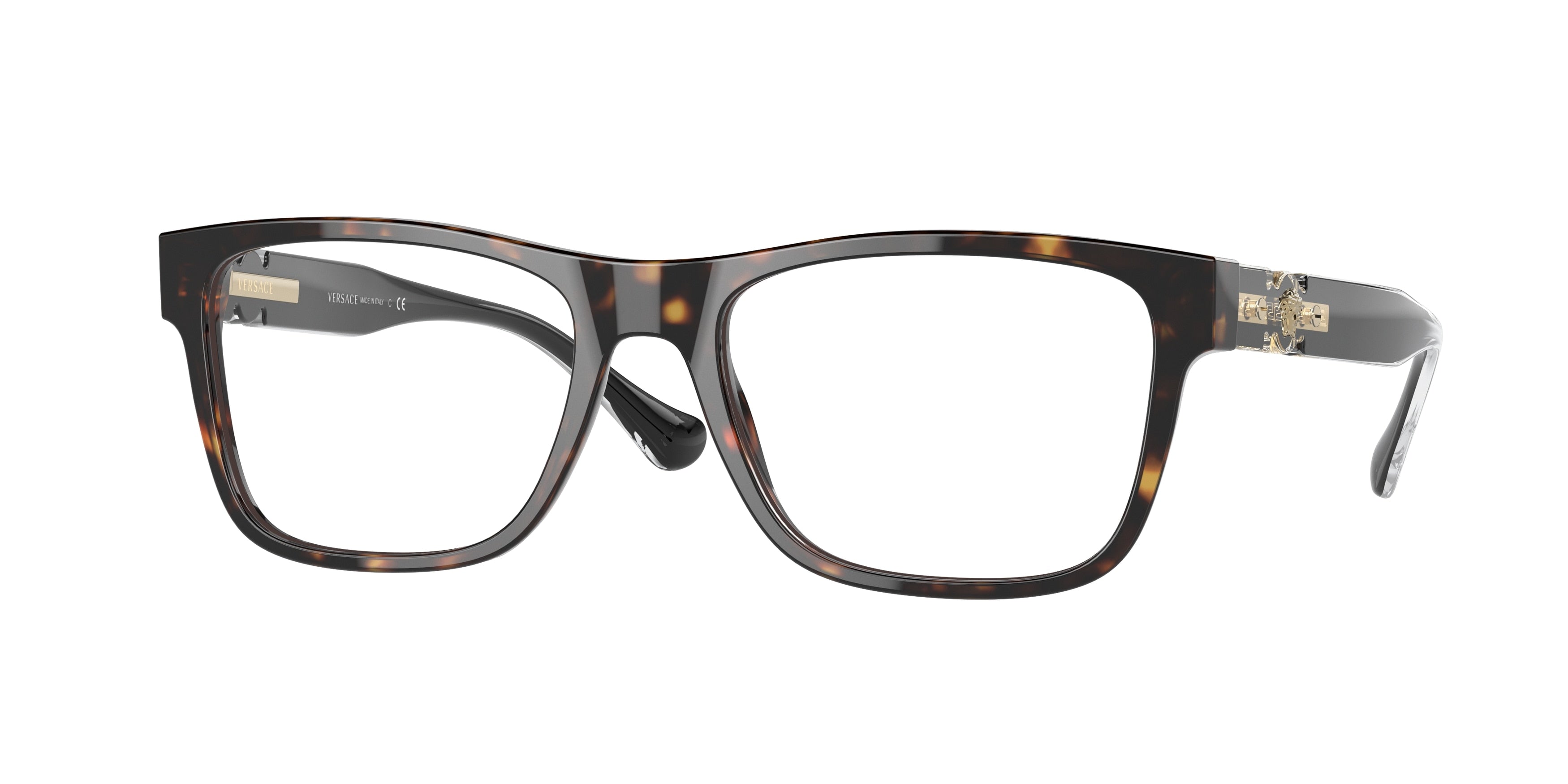 Versace VE3303 Rectangle Eyeglasses  108-Havana 55-140-18 - Color Map Tortoise