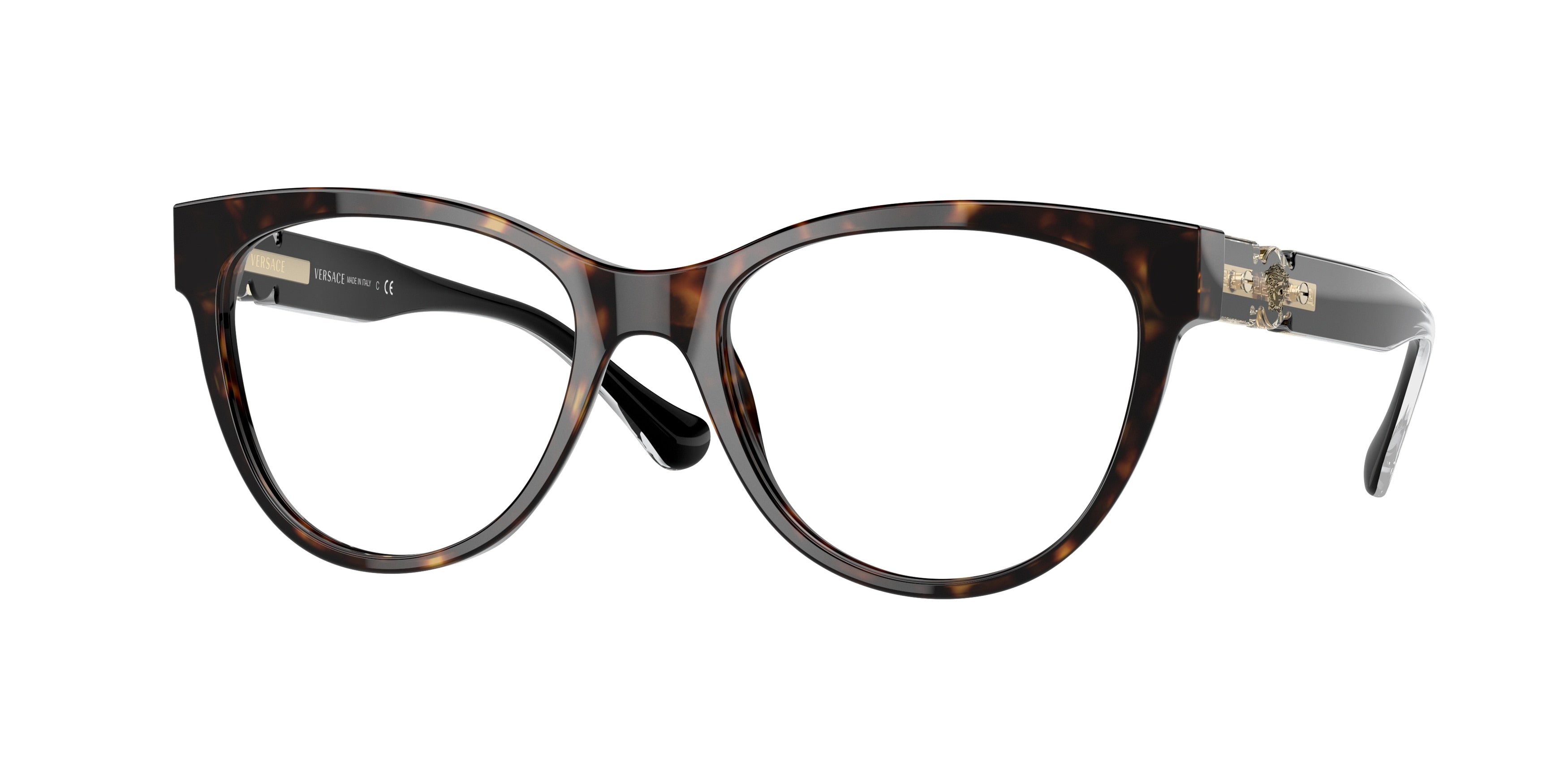 Versace VE3304 Cat Eye Eyeglasses  108-Havana 53-140-18 - Color Map Tortoise