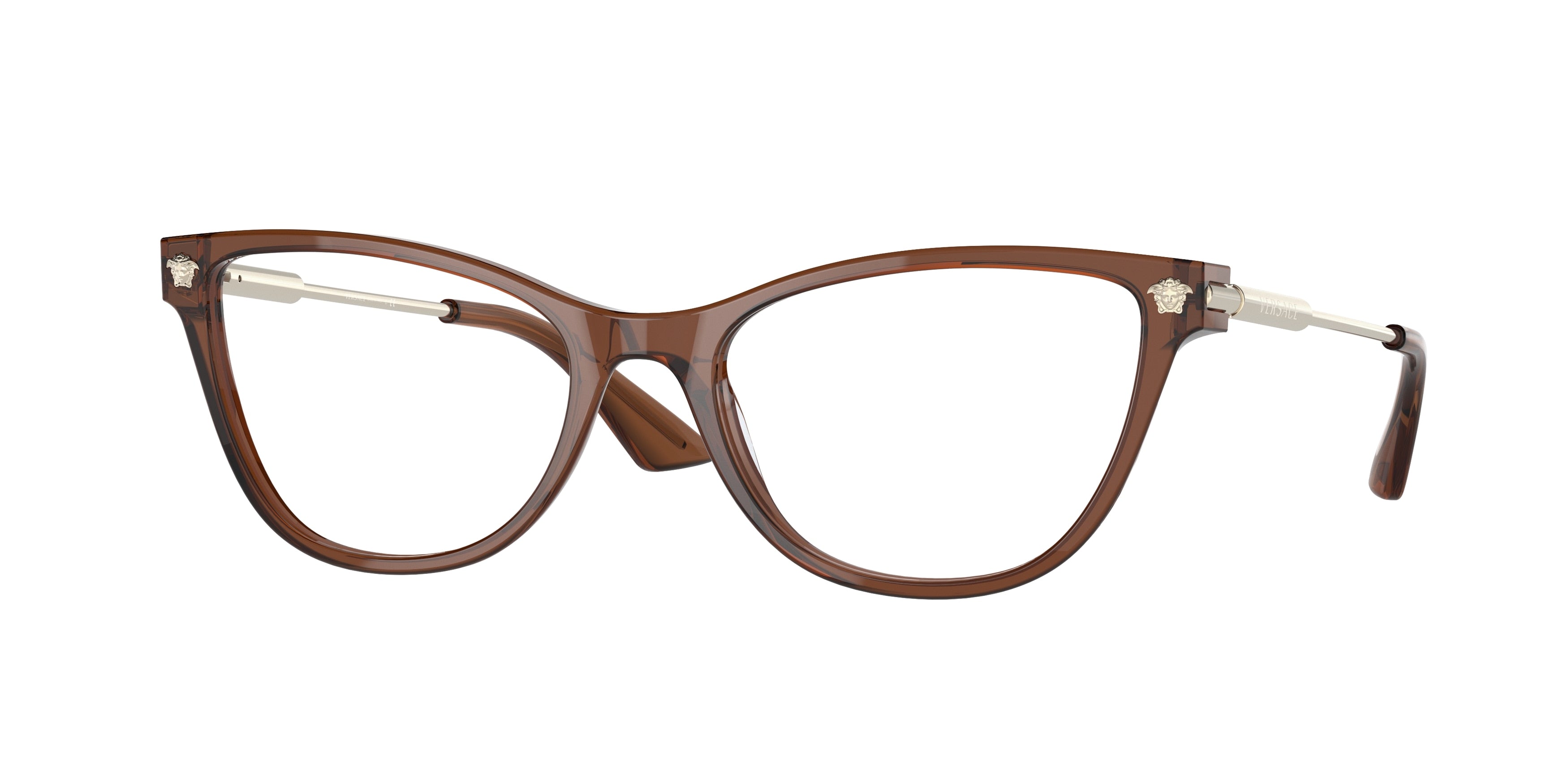 Versace VE3309 Cat Eye Eyeglasses  5324-Transparent Brown 54-140-18 - Color Map Brown