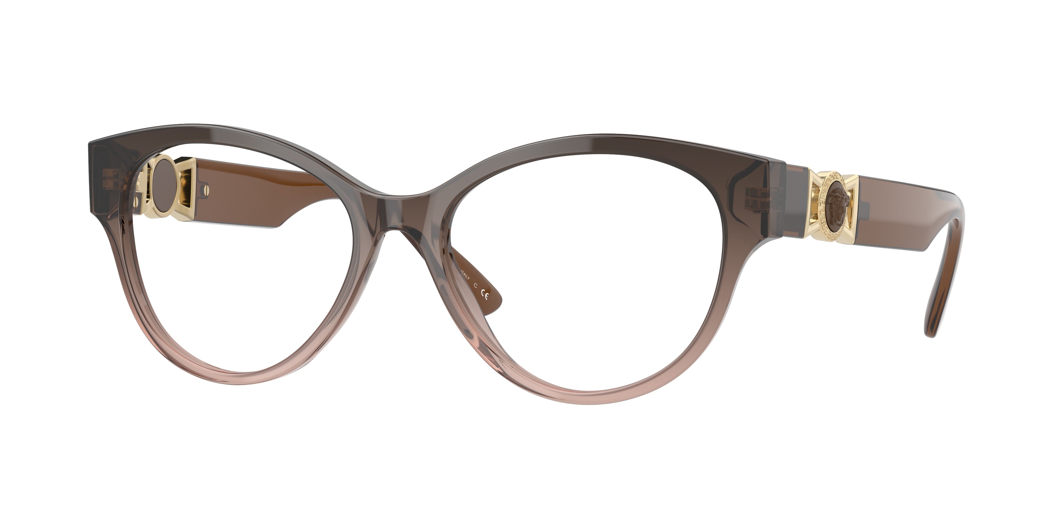 Versace VE3313 Round Eyeglasses  5332-Brown Transparent 54-145-17 - Color Map Brown