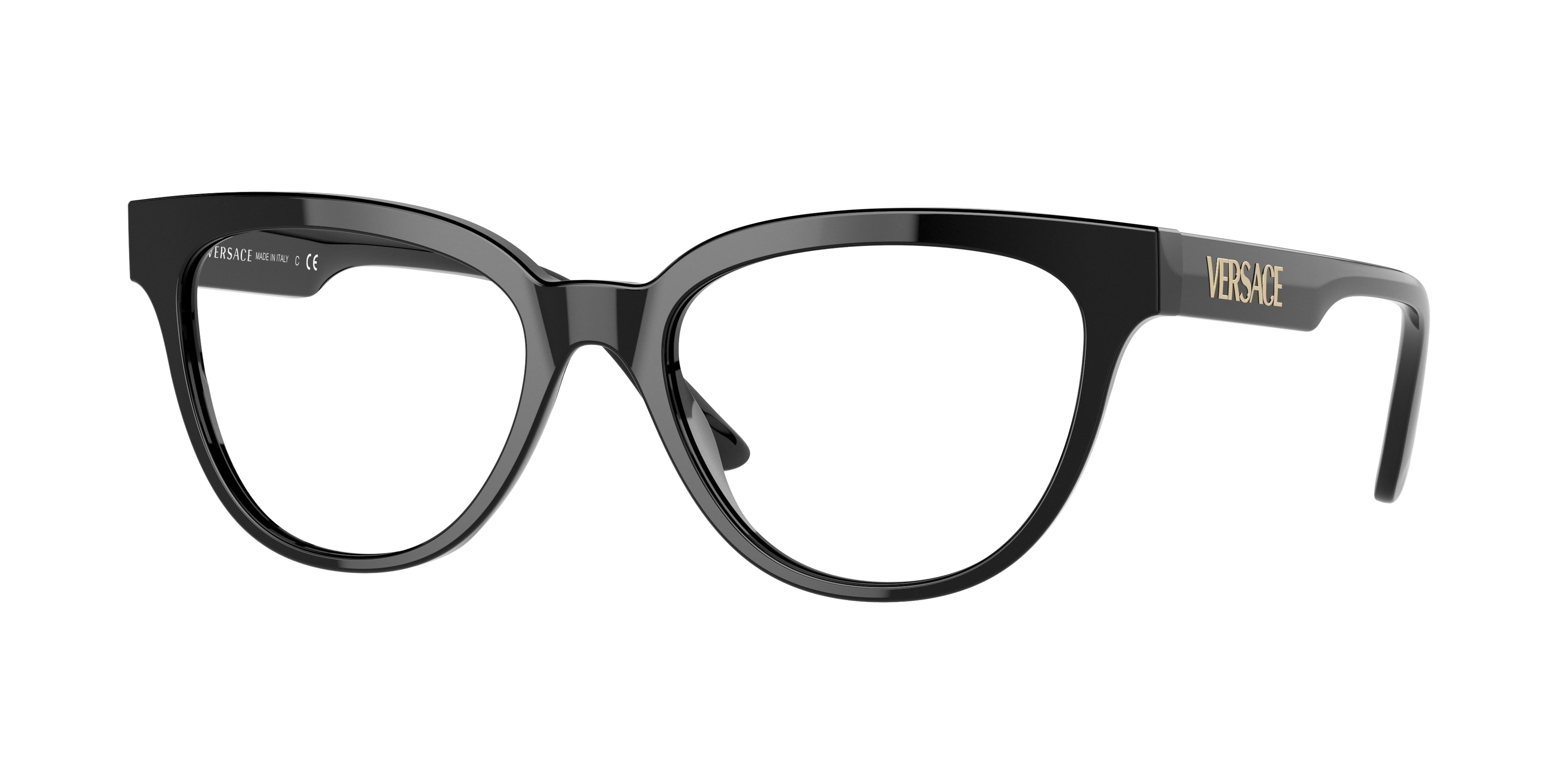 Versace VE3315 Cat Eye Eyeglasses  GB1-Black 52-145-18 - Color Map Black