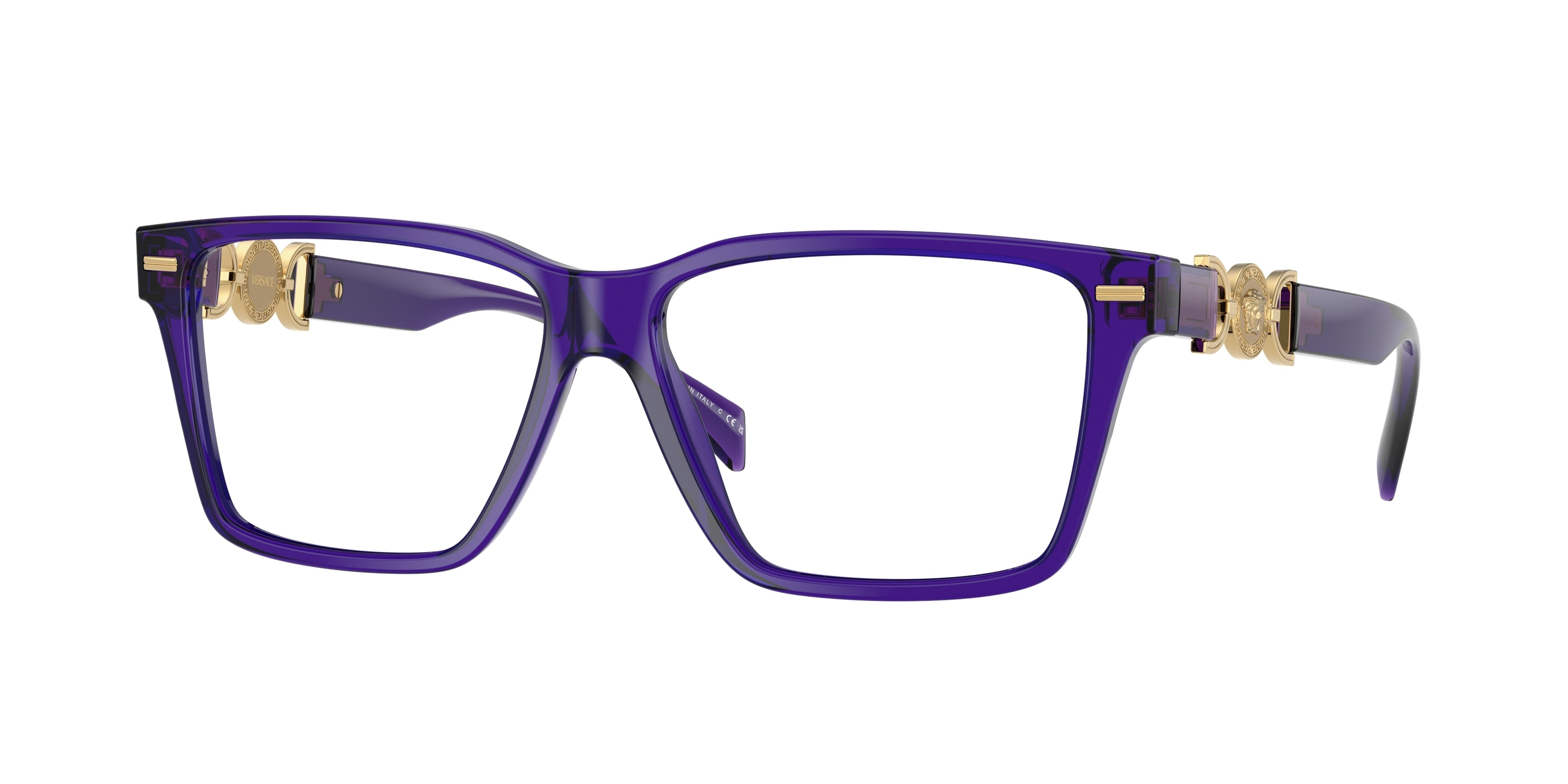 Versace VE3335 Rectangle Eyeglasses  5419-Purple Transparent 56-140-14 - Color Map Violet